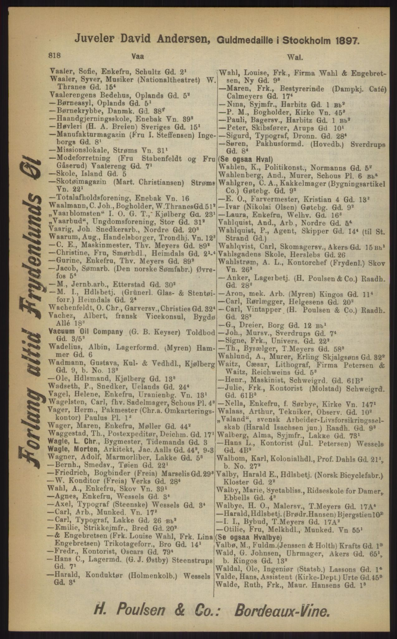 Kristiania/Oslo adressebok, PUBL/-, 1903, p. 818
