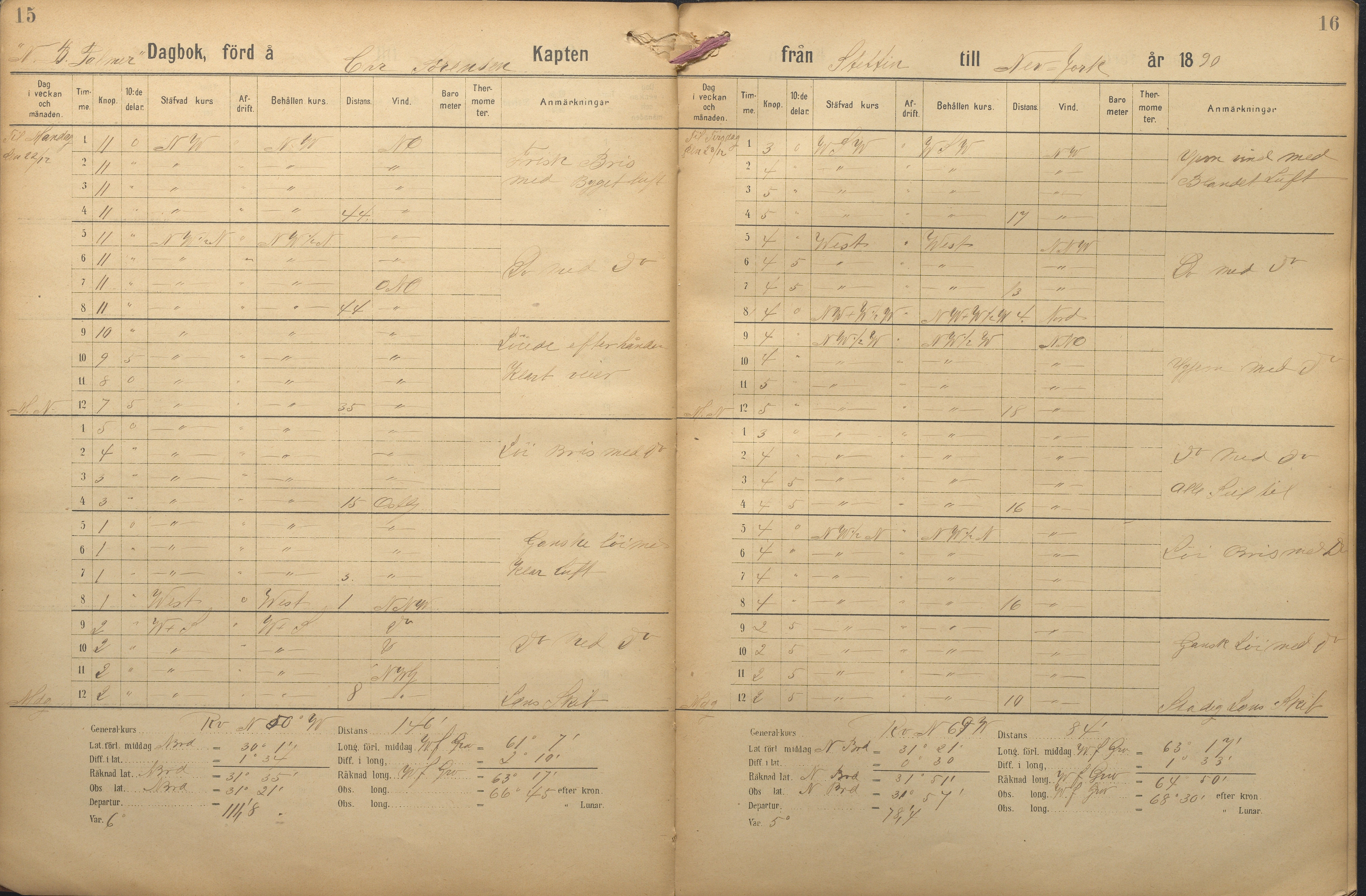 Fartøysarkivet, AAKS/PA-1934/F/L0227: N.B. Palmer (fregatt), 1850-1892, p. 15-16