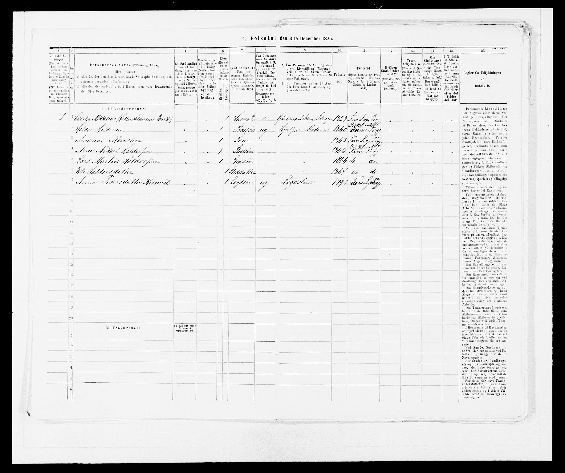 SAB, 1875 census for 1249P Fana, 1875, p. 679