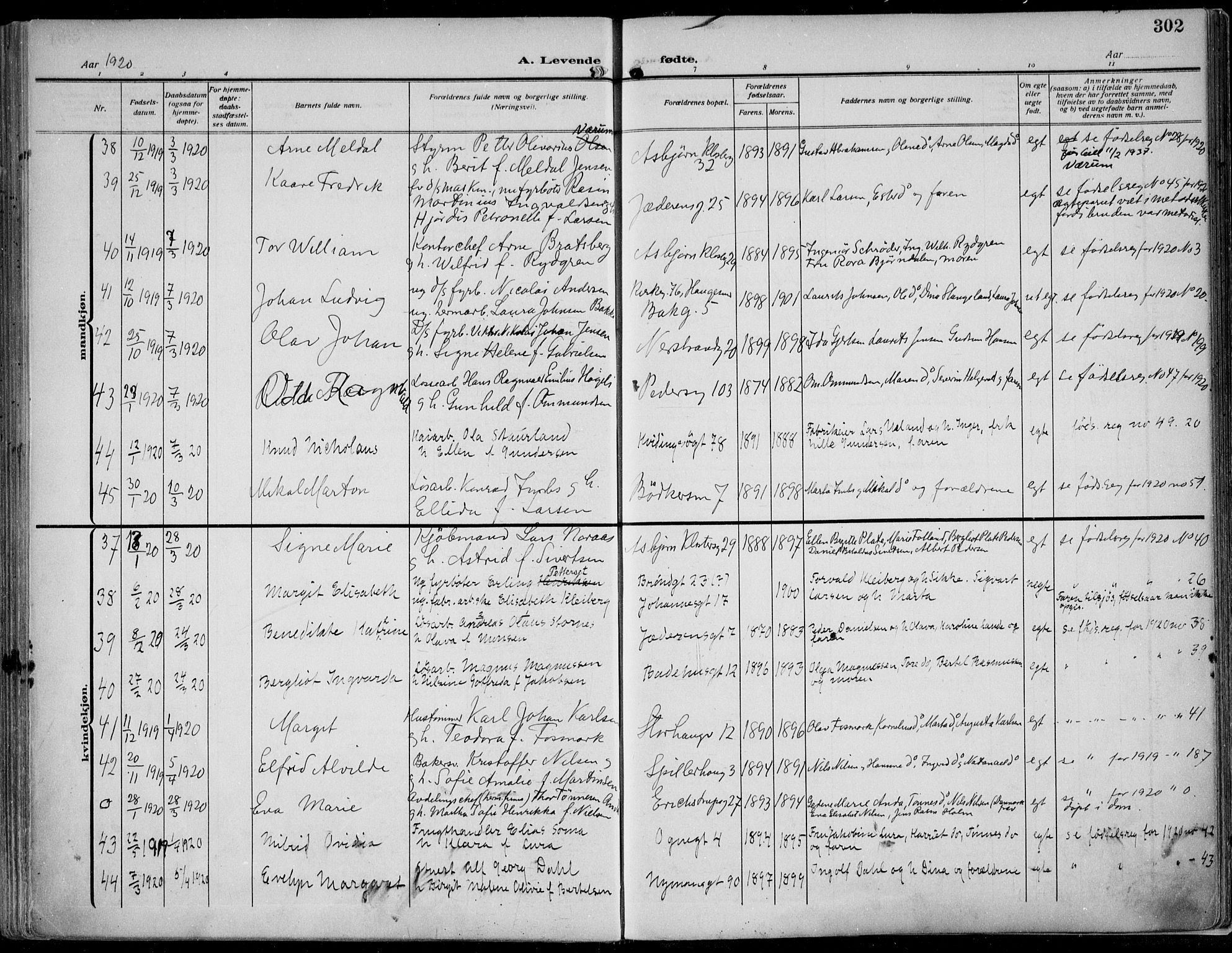 St. Johannes sokneprestkontor, AV/SAST-A-101814/002/B/L0002: Parish register (official) no. A 9, 1911-1921, p. 302