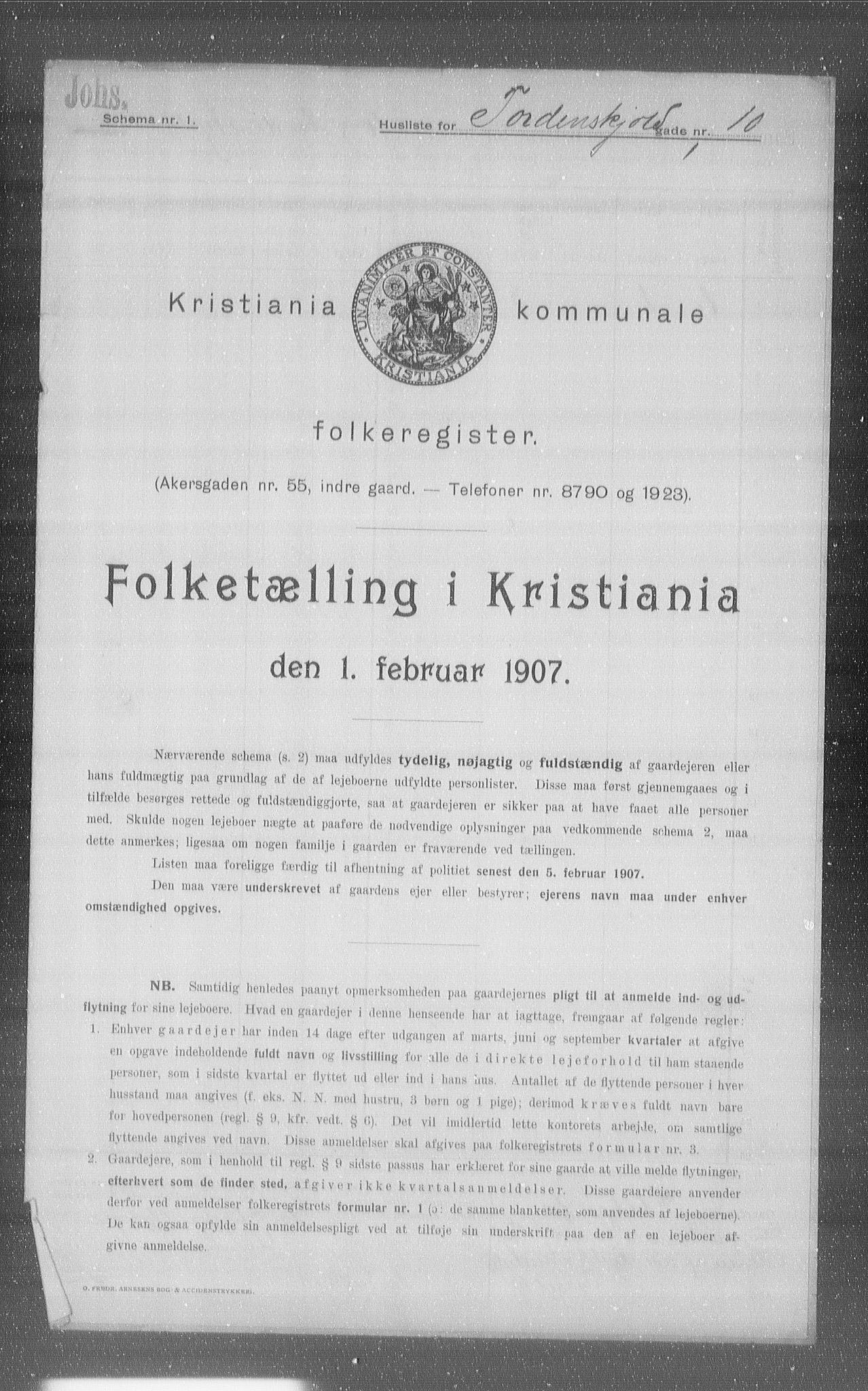 OBA, Municipal Census 1907 for Kristiania, 1907, p. 57852