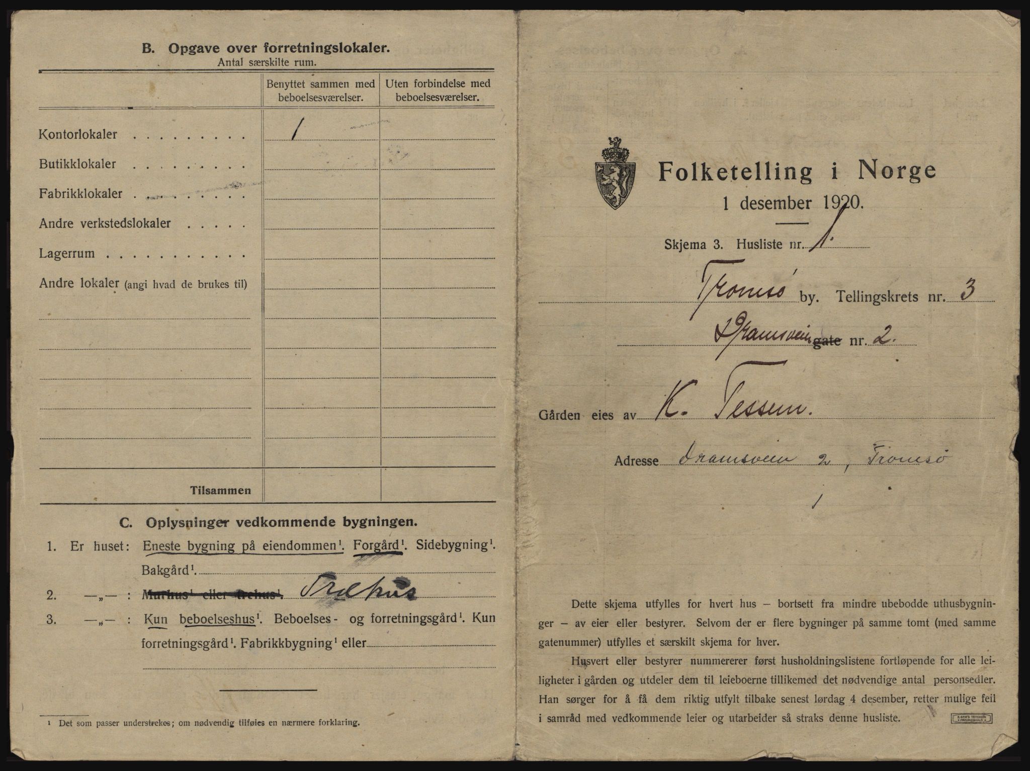 SATØ, 1920 census for Tromsø, 1920, p. 427
