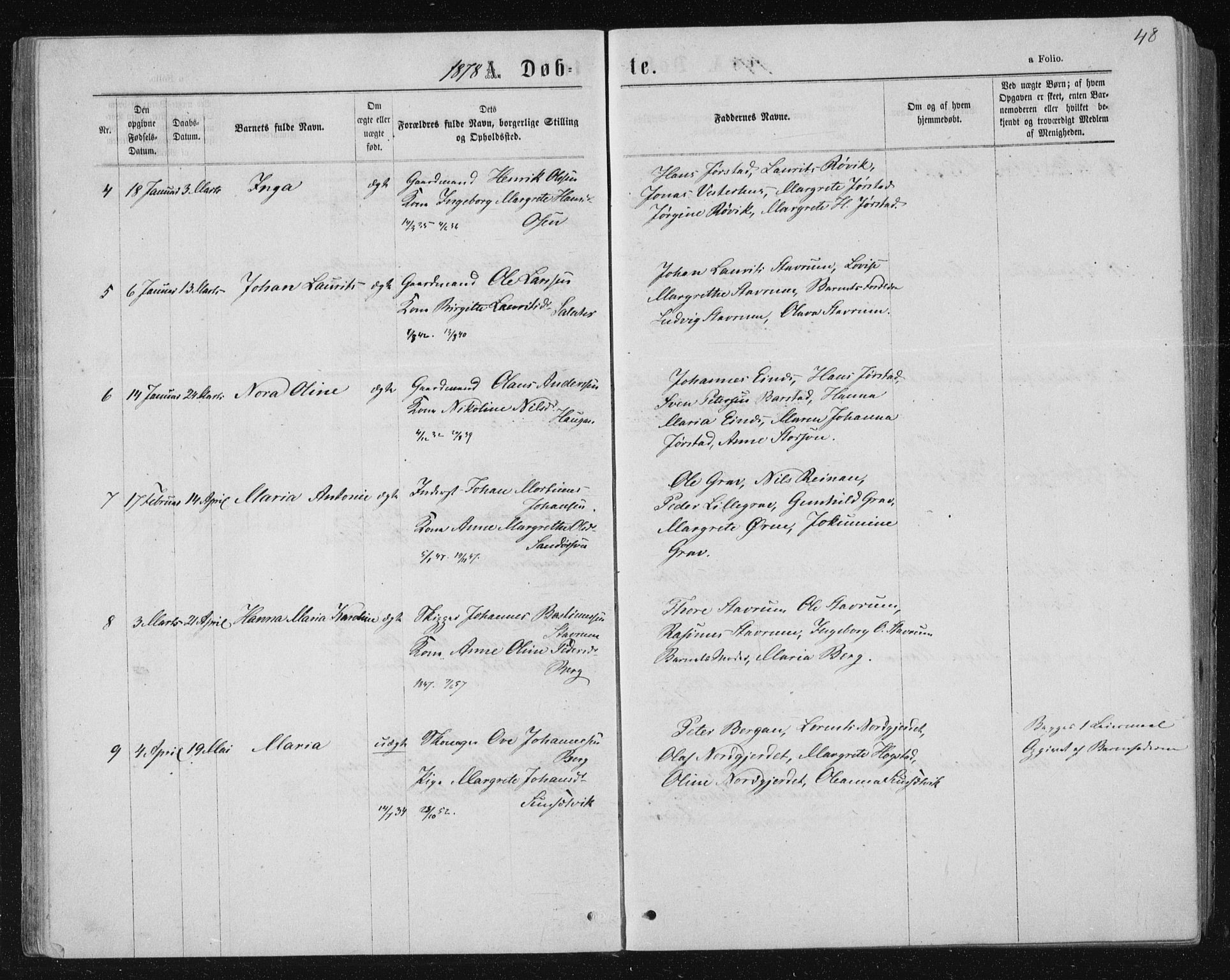 Ministerialprotokoller, klokkerbøker og fødselsregistre - Nord-Trøndelag, SAT/A-1458/722/L0219: Parish register (official) no. 722A06, 1868-1880, p. 48