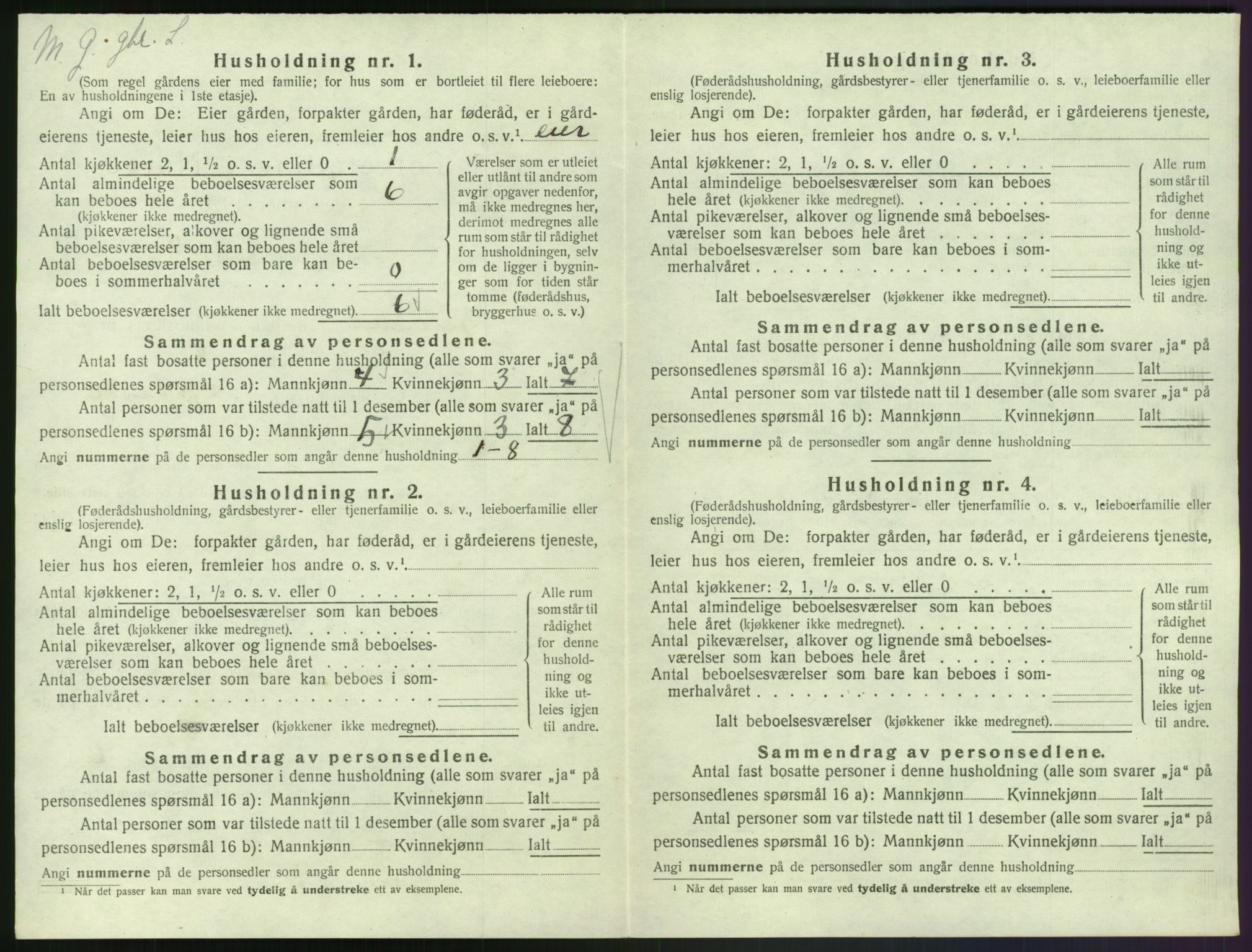 SAK, 1920 census for Bjelland, 1920, p. 46