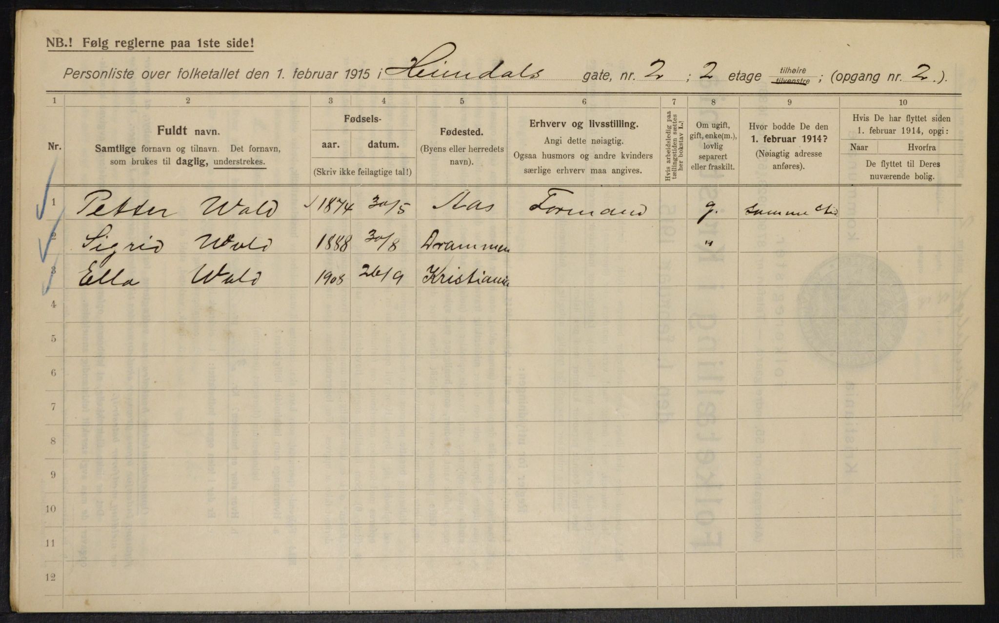 OBA, Municipal Census 1915 for Kristiania, 1915, p. 36217