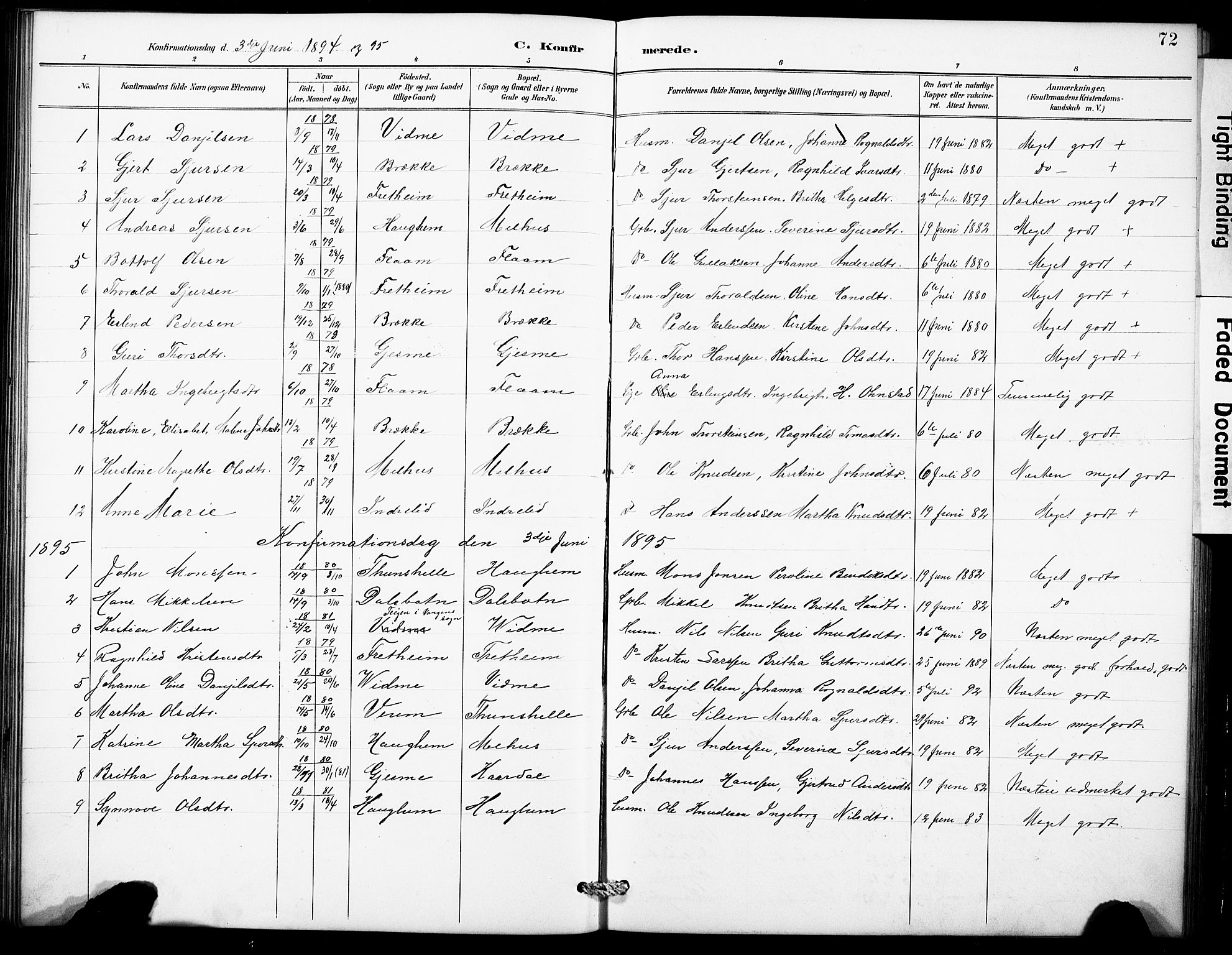 Aurland sokneprestembete, SAB/A-99937/H/Hb/Hbb/L0002: Parish register (copy) no. B 2, 1887-1929, p. 72
