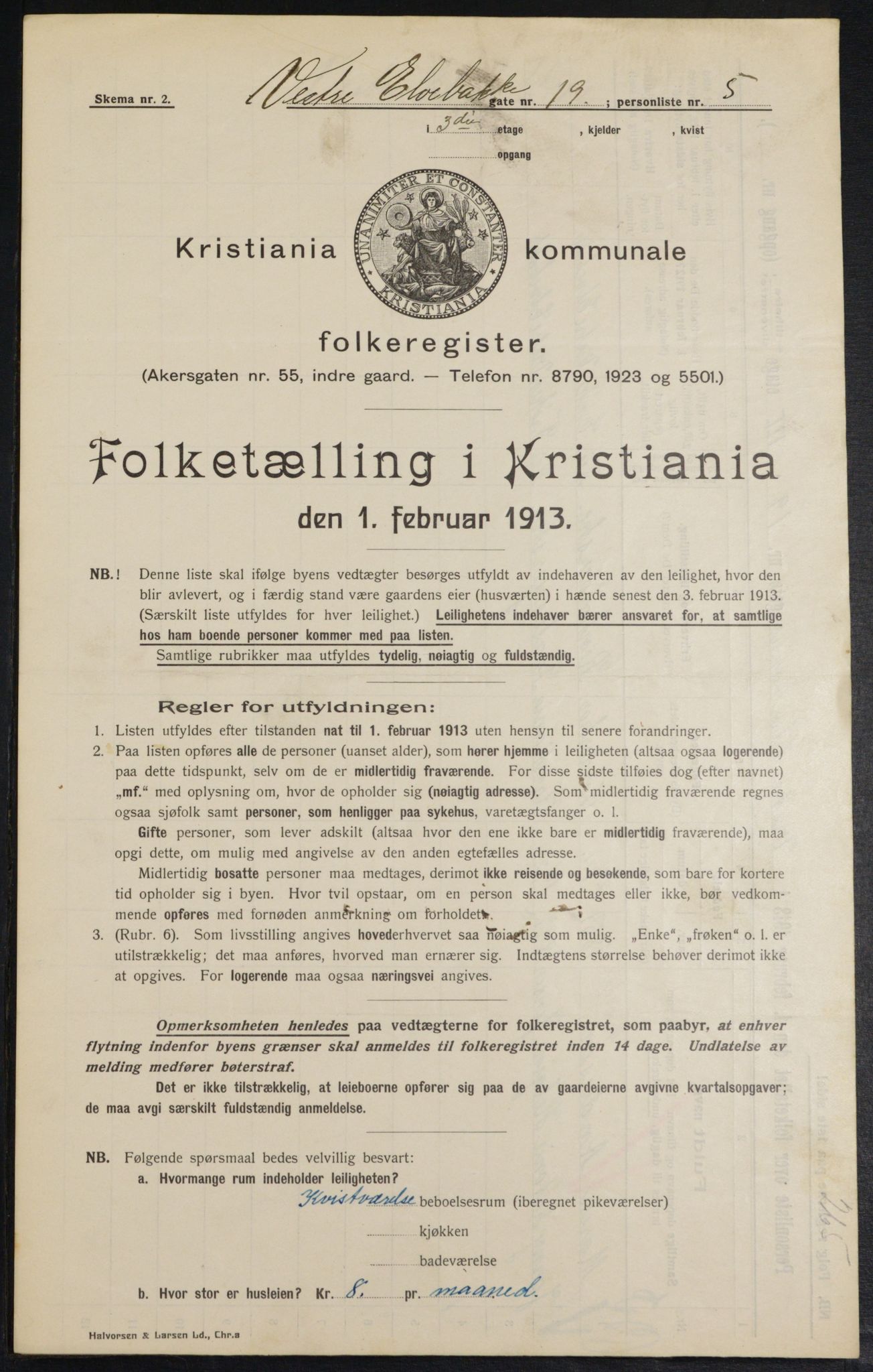 OBA, Municipal Census 1913 for Kristiania, 1913, p. 122426