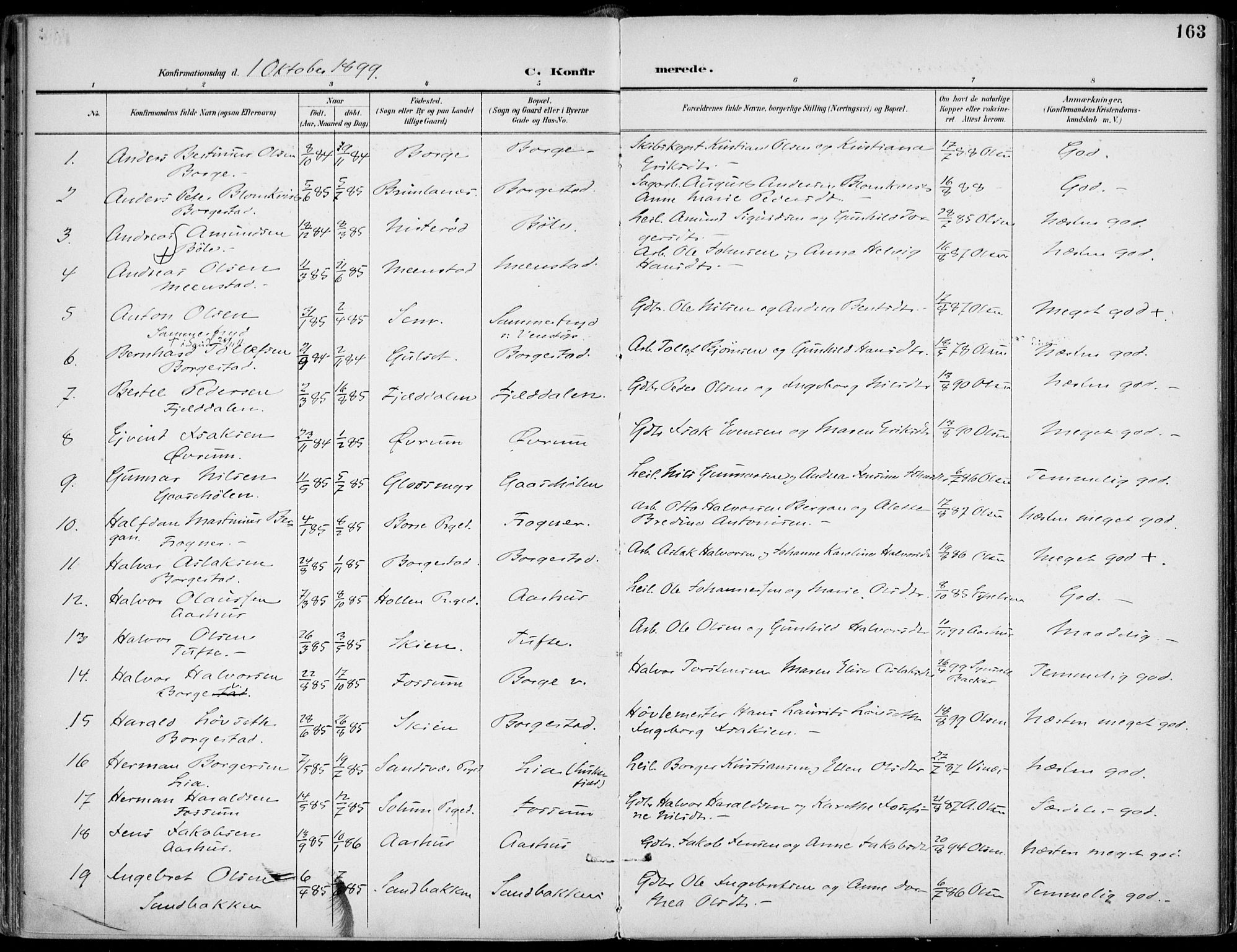 Gjerpen kirkebøker, AV/SAKO-A-265/F/Fa/L0011: Parish register (official) no. I 11, 1896-1904, p. 163