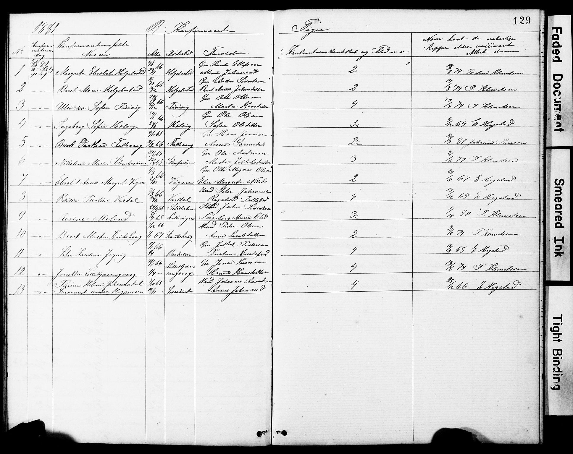 Ministerialprotokoller, klokkerbøker og fødselsregistre - Sør-Trøndelag, SAT/A-1456/634/L0541: Parish register (copy) no. 634C03, 1874-1891, p. 129