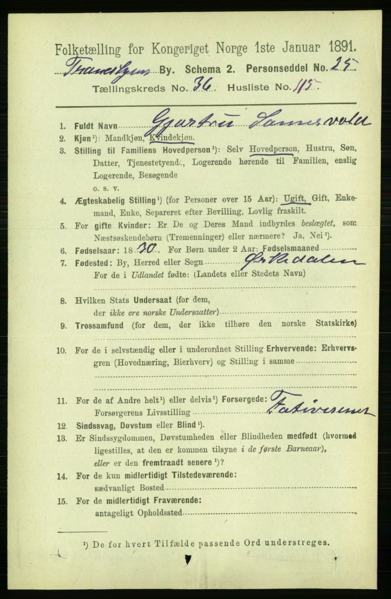 RA, 1891 census for 1601 Trondheim, 1891, p. 28098