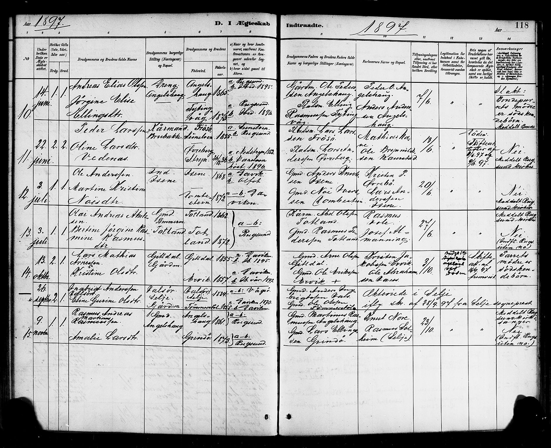 Davik sokneprestembete, AV/SAB-A-79701/H/Haa/Haab/L0001: Parish register (official) no. B 1, 1882-1900, p. 118