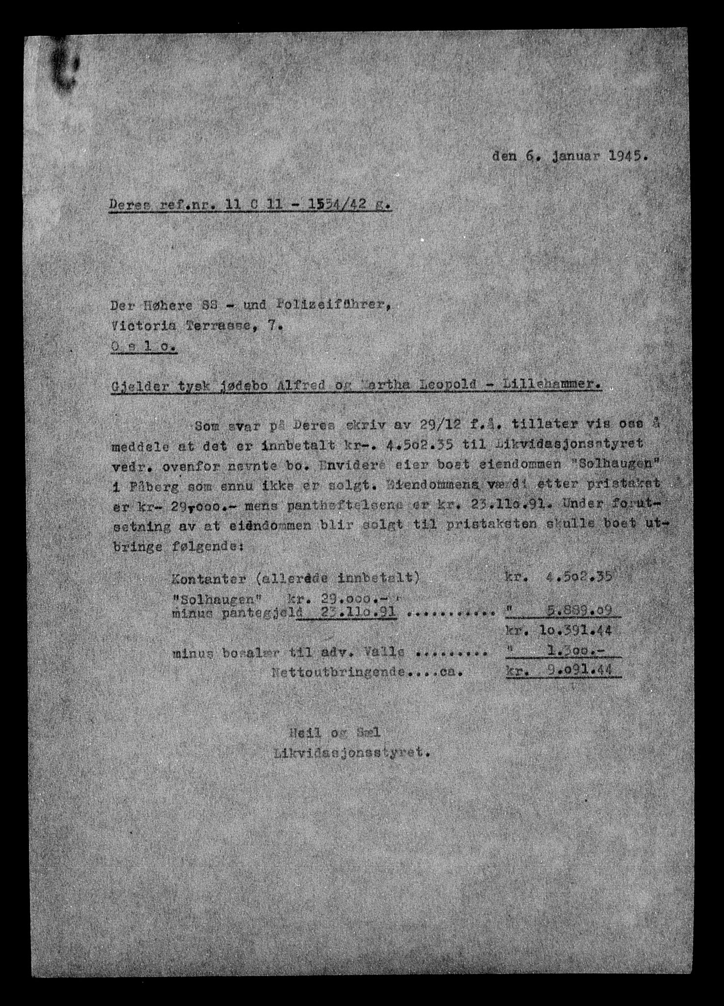 Justisdepartementet, Tilbakeføringskontoret for inndratte formuer, AV/RA-S-1564/H/Hc/Hcd/L1002: --, 1945-1947, p. 285