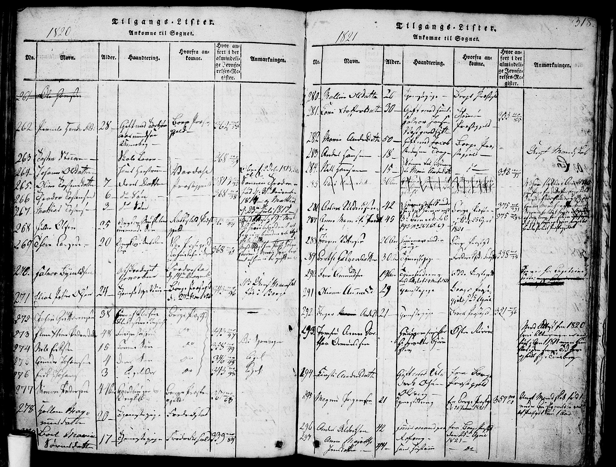 Skjeberg prestekontor Kirkebøker, SAO/A-10923/F/Fa/L0004: Parish register (official) no. I 4, 1815-1830, p. 318