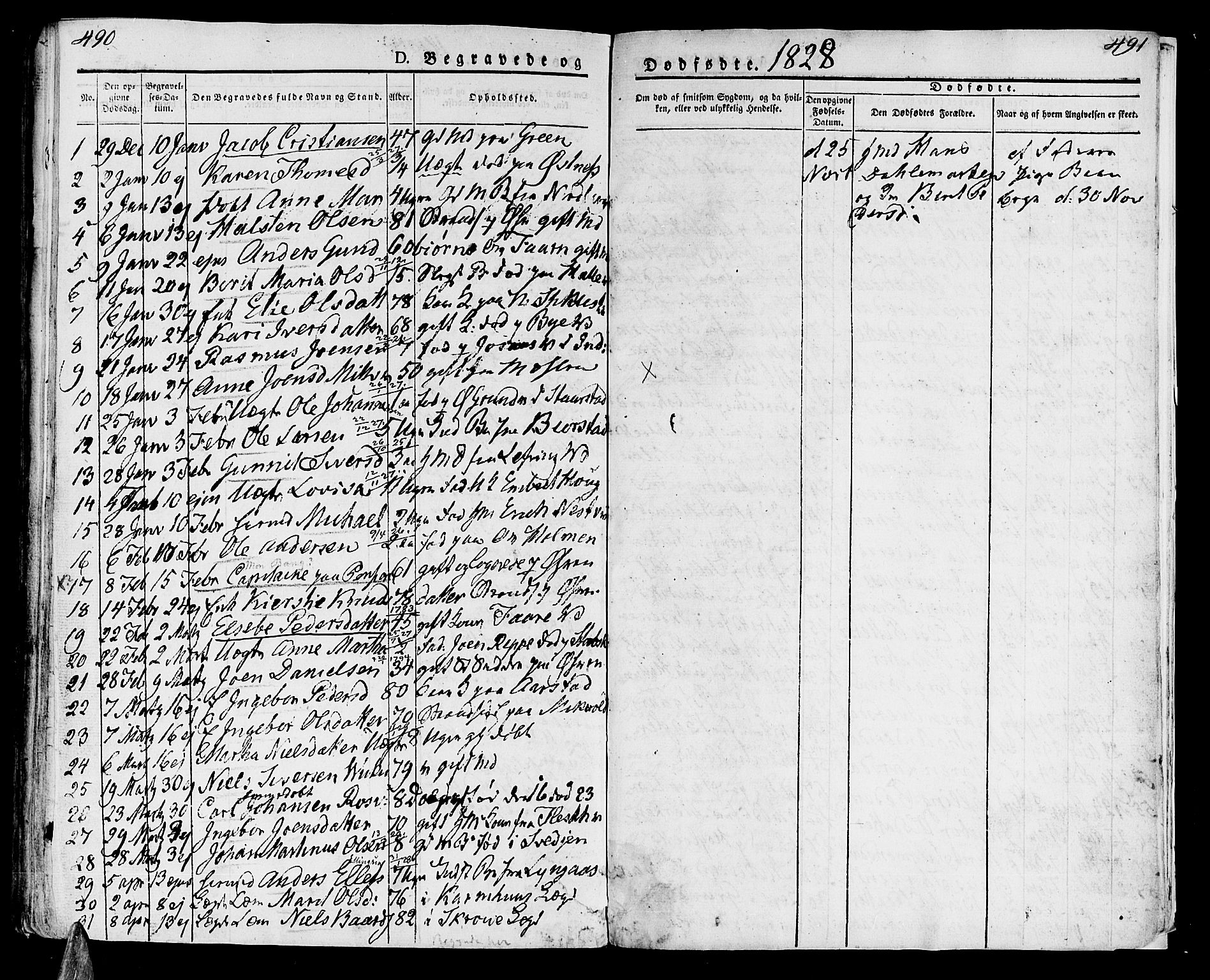 Ministerialprotokoller, klokkerbøker og fødselsregistre - Nord-Trøndelag, SAT/A-1458/723/L0237: Parish register (official) no. 723A06, 1822-1830, p. 490-491