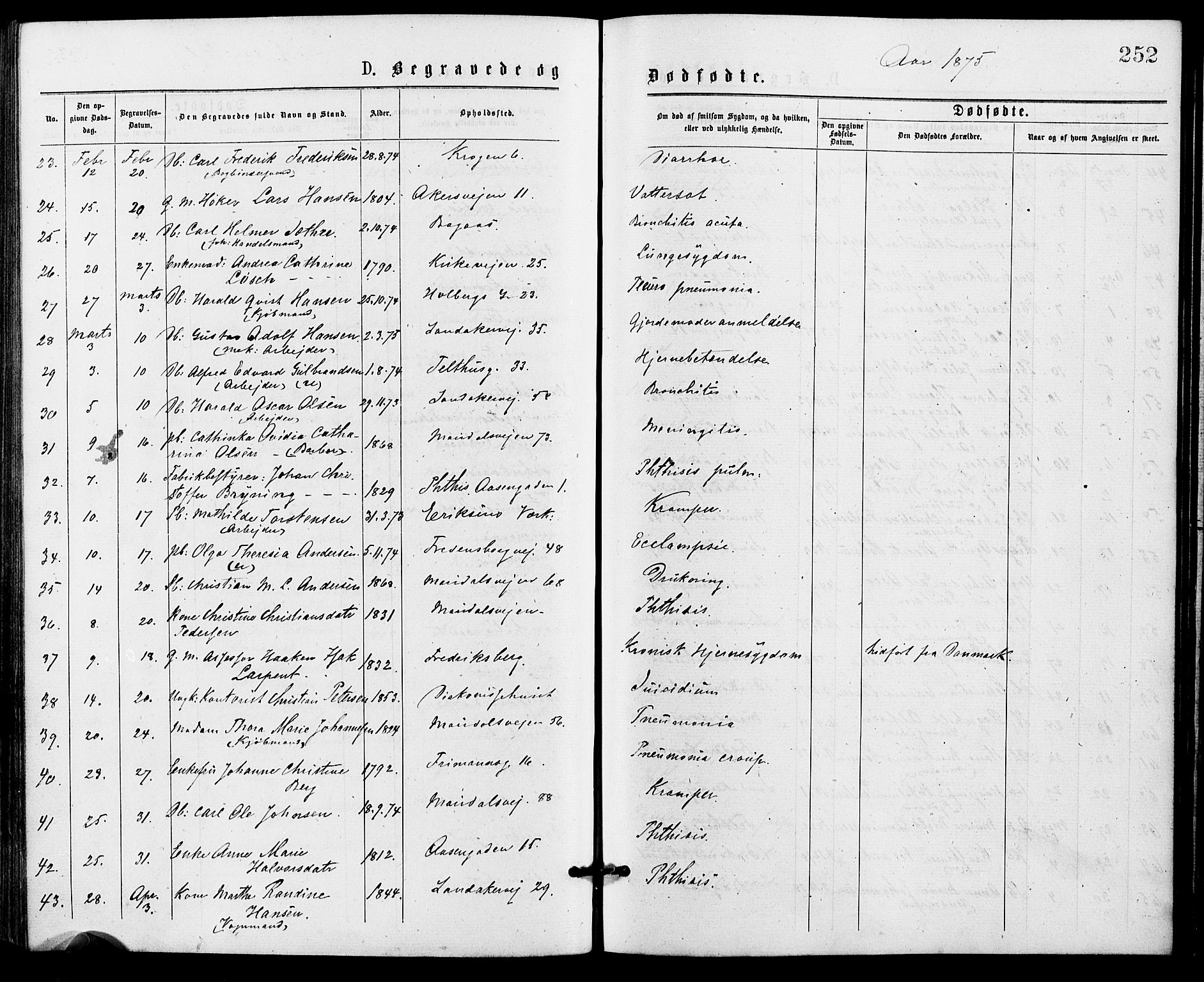Gamle Aker prestekontor Kirkebøker, SAO/A-10617a/G/L0004: Parish register (copy) no. 4, 1875-1879, p. 252