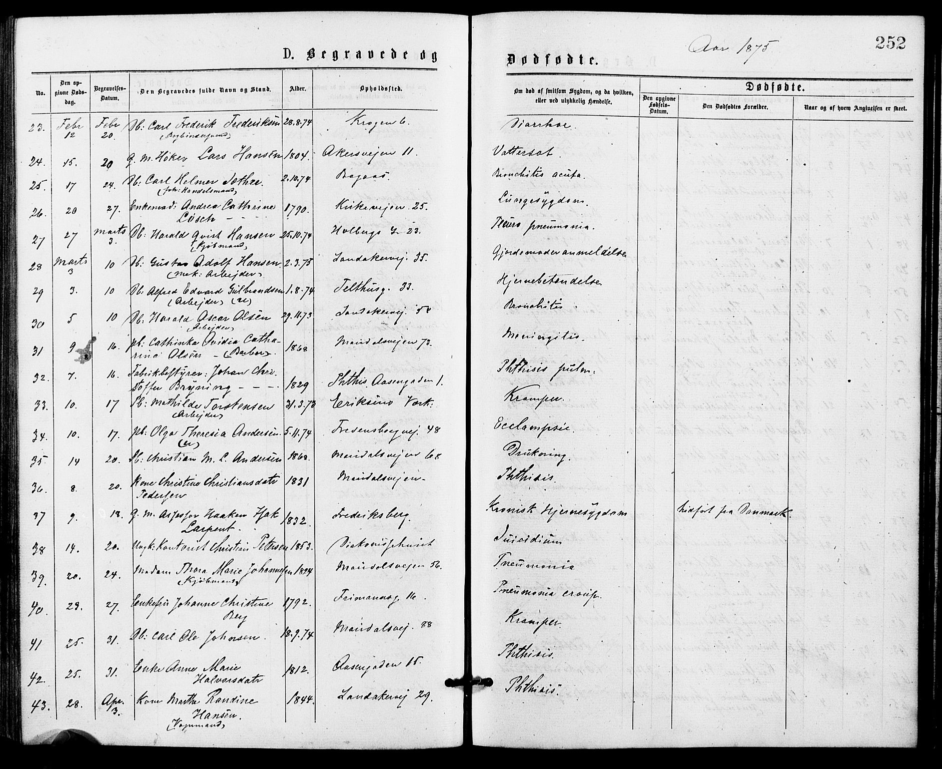 Gamle Aker prestekontor Kirkebøker, AV/SAO-A-10617a/G/L0004: Parish register (copy) no. 4, 1875-1879, p. 252