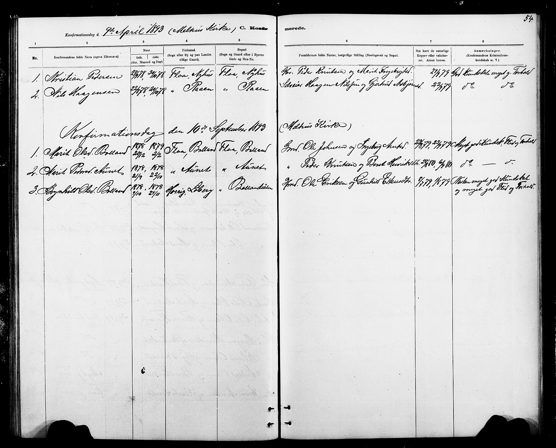 Ministerialprotokoller, klokkerbøker og fødselsregistre - Sør-Trøndelag, AV/SAT-A-1456/693/L1123: Parish register (copy) no. 693C04, 1887-1910, p. 54