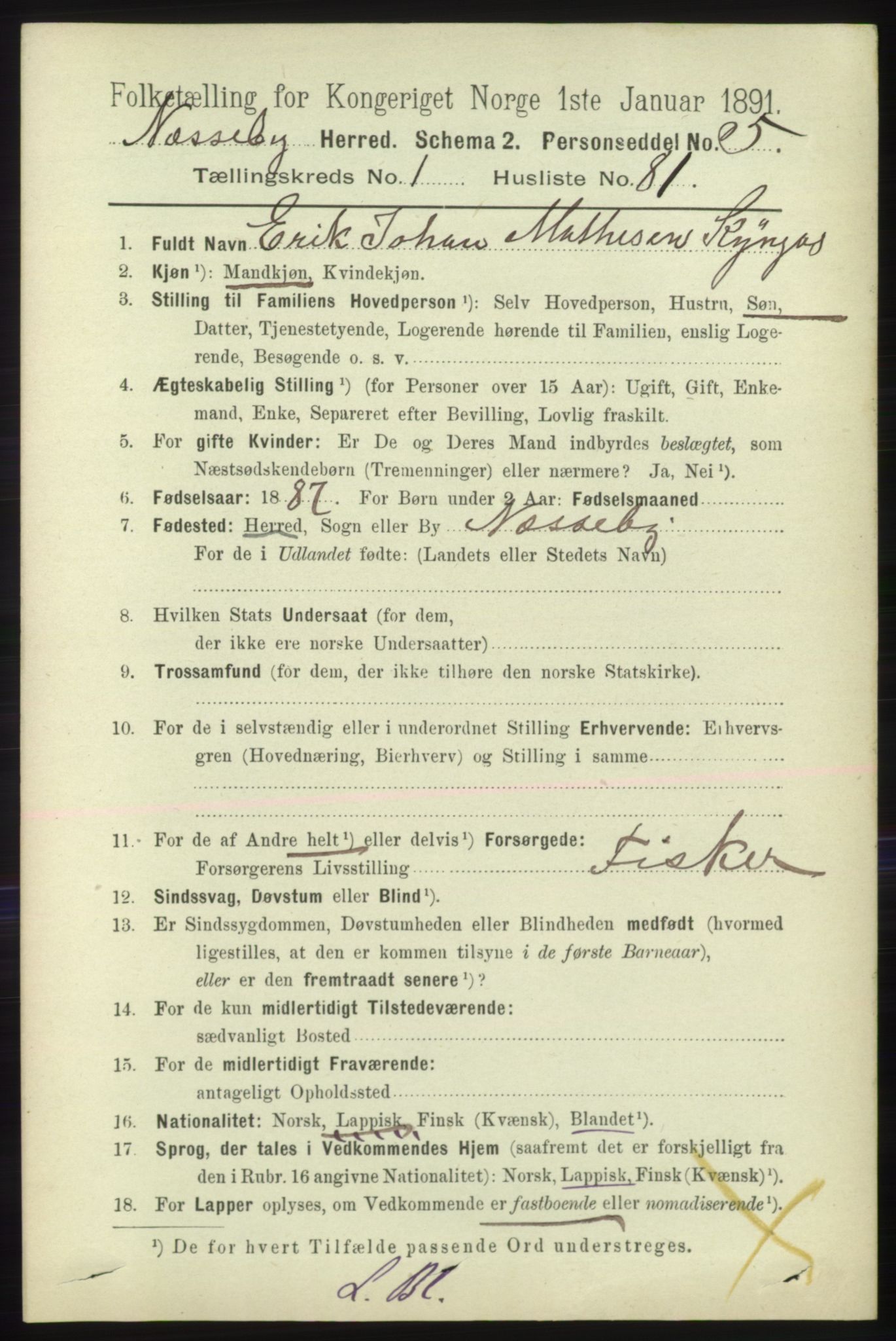 RA, 1891 census for 2027 Nesseby, 1891, p. 570