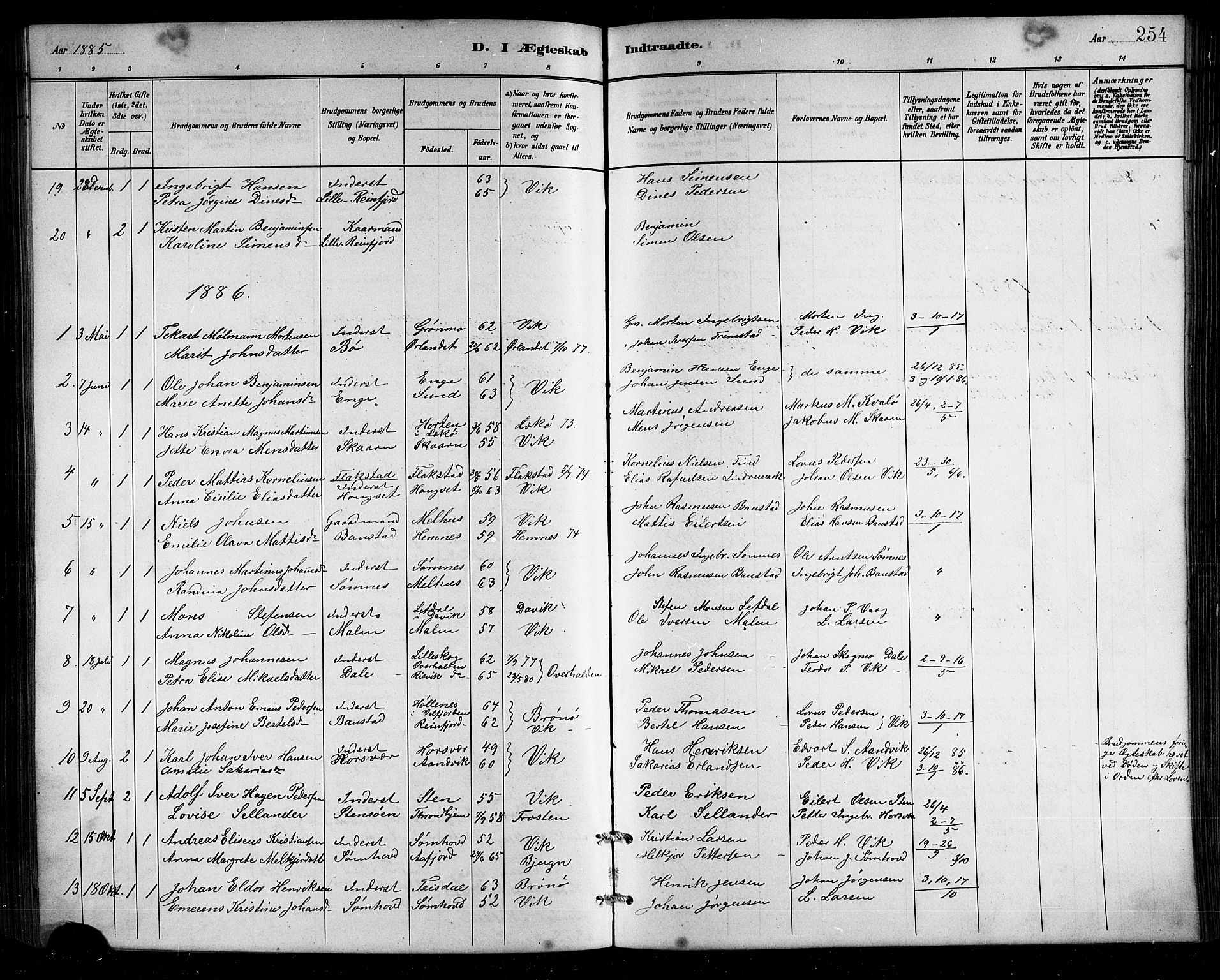 Ministerialprotokoller, klokkerbøker og fødselsregistre - Nordland, SAT/A-1459/812/L0188: Parish register (copy) no. 812C06, 1884-1912, p. 254