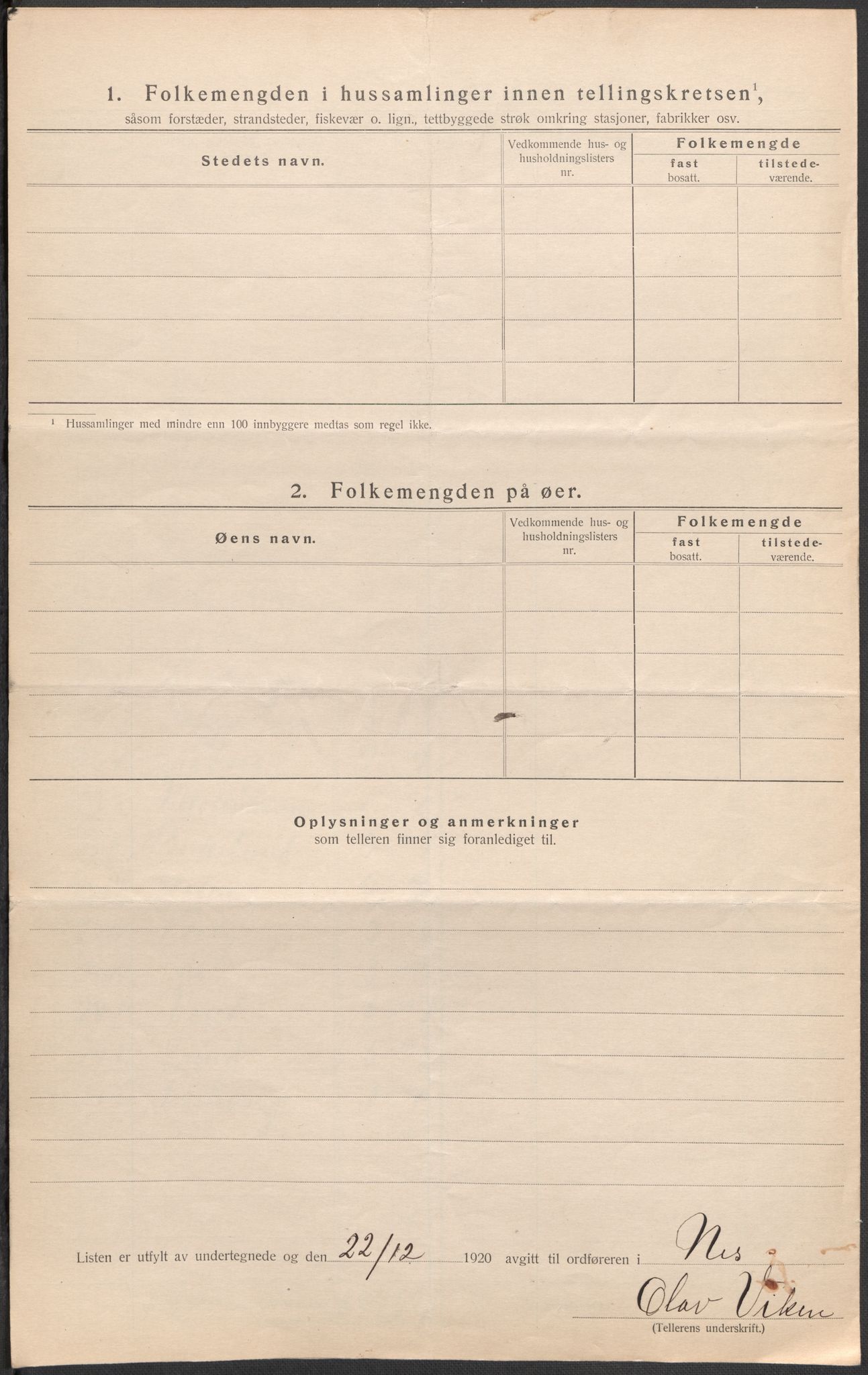 SAO, 1920 census for Nes, 1920, p. 60