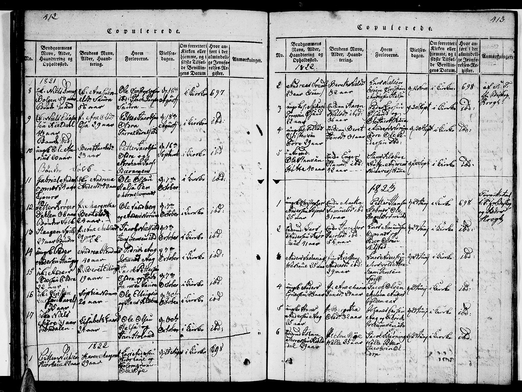 Ministerialprotokoller, klokkerbøker og fødselsregistre - Nordland, SAT/A-1459/841/L0617: Parish register (copy) no. 841C01 /2, 1820-1830, p. 412-413