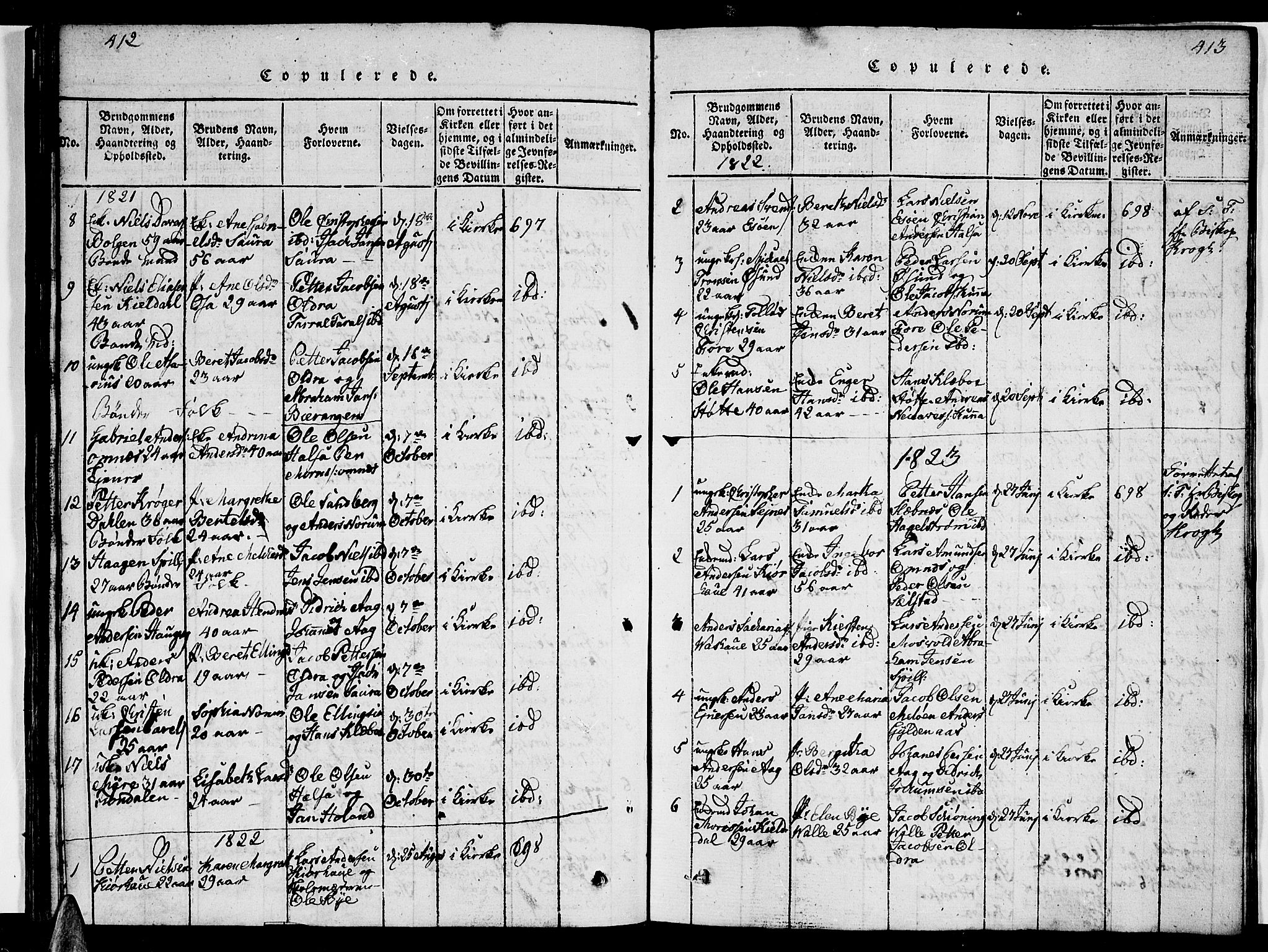 Ministerialprotokoller, klokkerbøker og fødselsregistre - Nordland, AV/SAT-A-1459/841/L0617: Parish register (copy) no. 841C01 /2, 1820-1830, p. 412-413