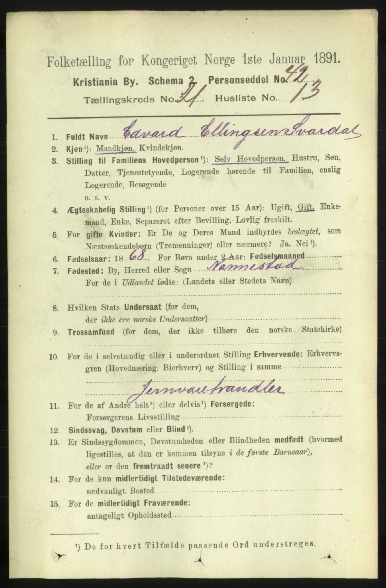 RA, 1891 census for 0301 Kristiania, 1891, p. 10740