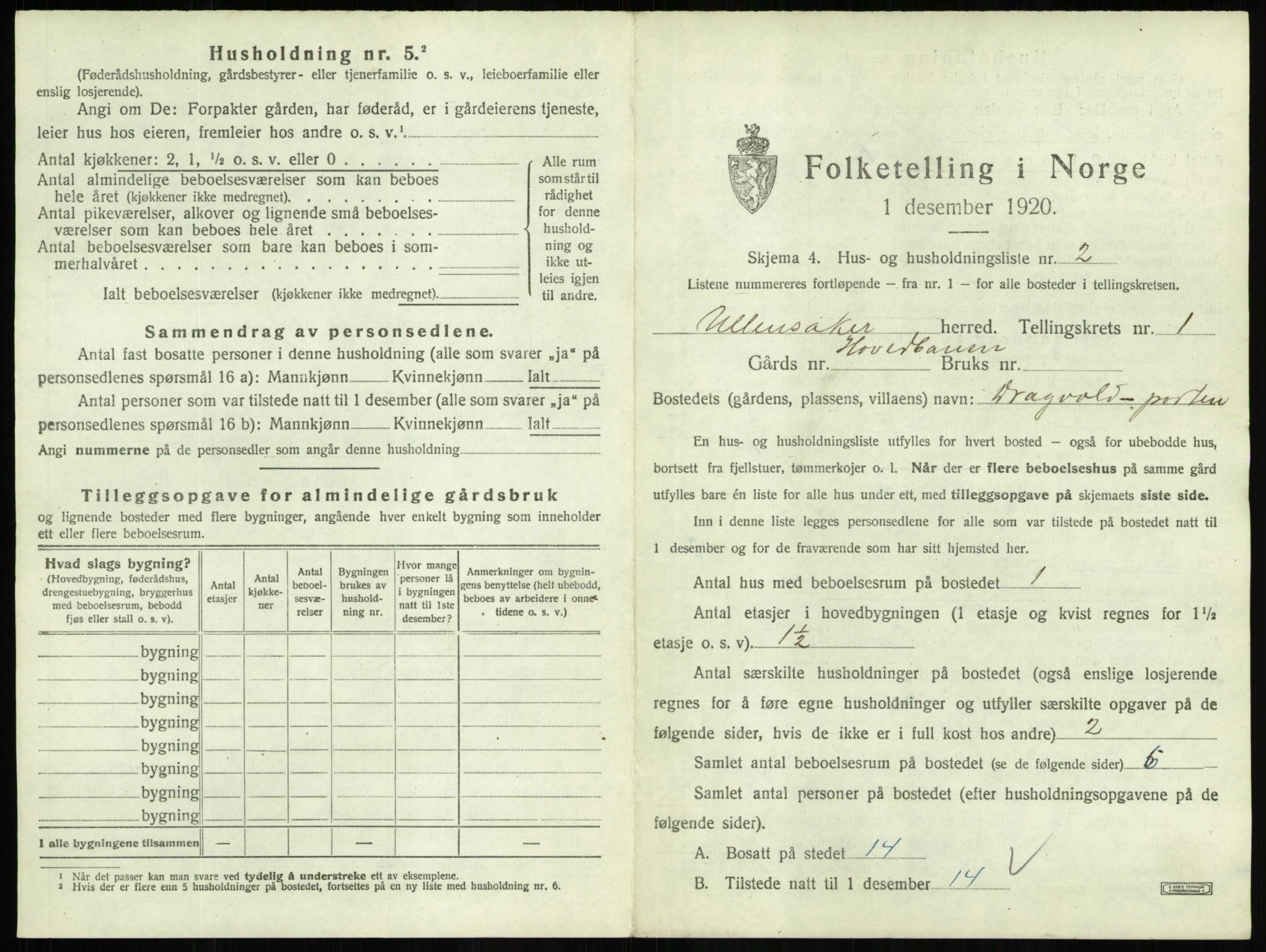 SAO, 1920 census for Ullensaker, 1920, p. 59