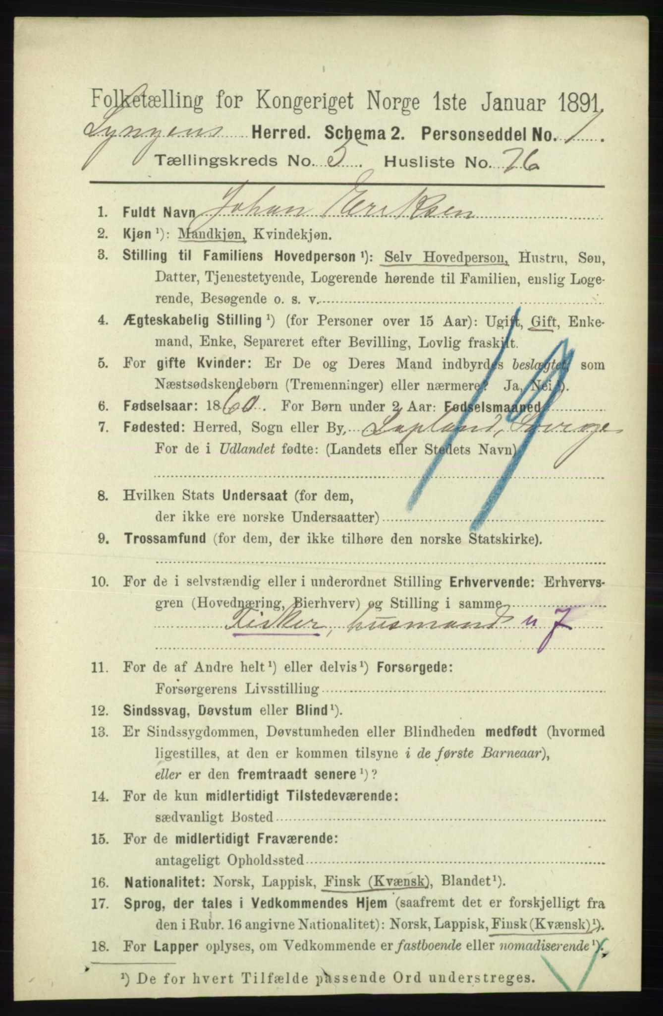 RA, 1891 census for 1938 Lyngen, 1891, p. 4904