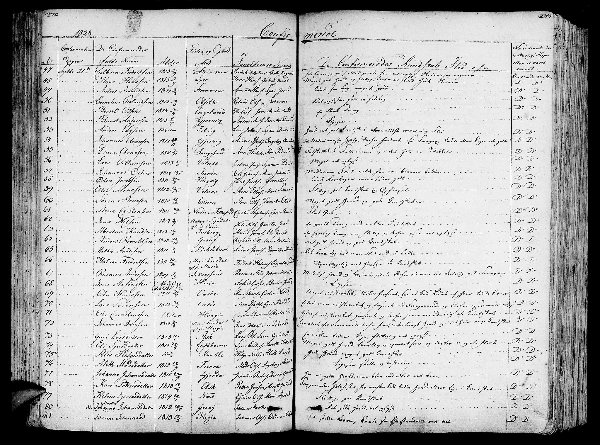 Askvoll sokneprestembete, SAB/A-79501/H/Haa/Haaa/L0010: Parish register (official) no. A 10, 1821-1844, p. 272-273