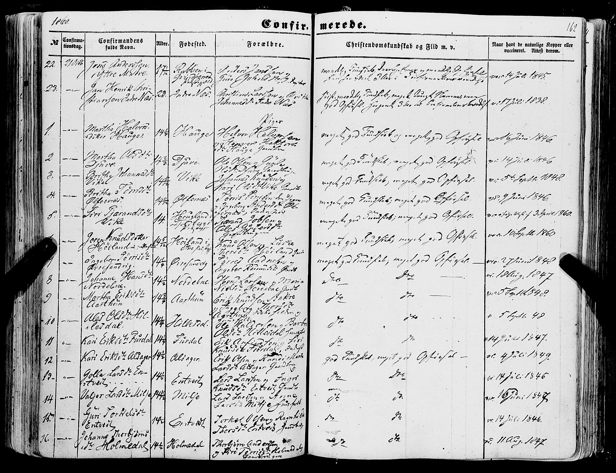 Skånevik sokneprestembete, SAB/A-77801/H/Haa: Parish register (official) no. A 5I, 1848-1869, p. 162