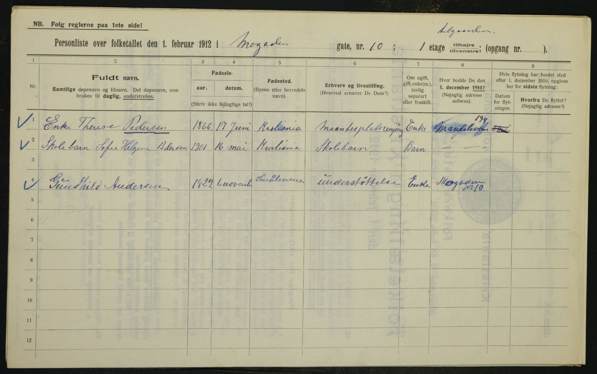 OBA, Municipal Census 1912 for Kristiania, 1912, p. 65899