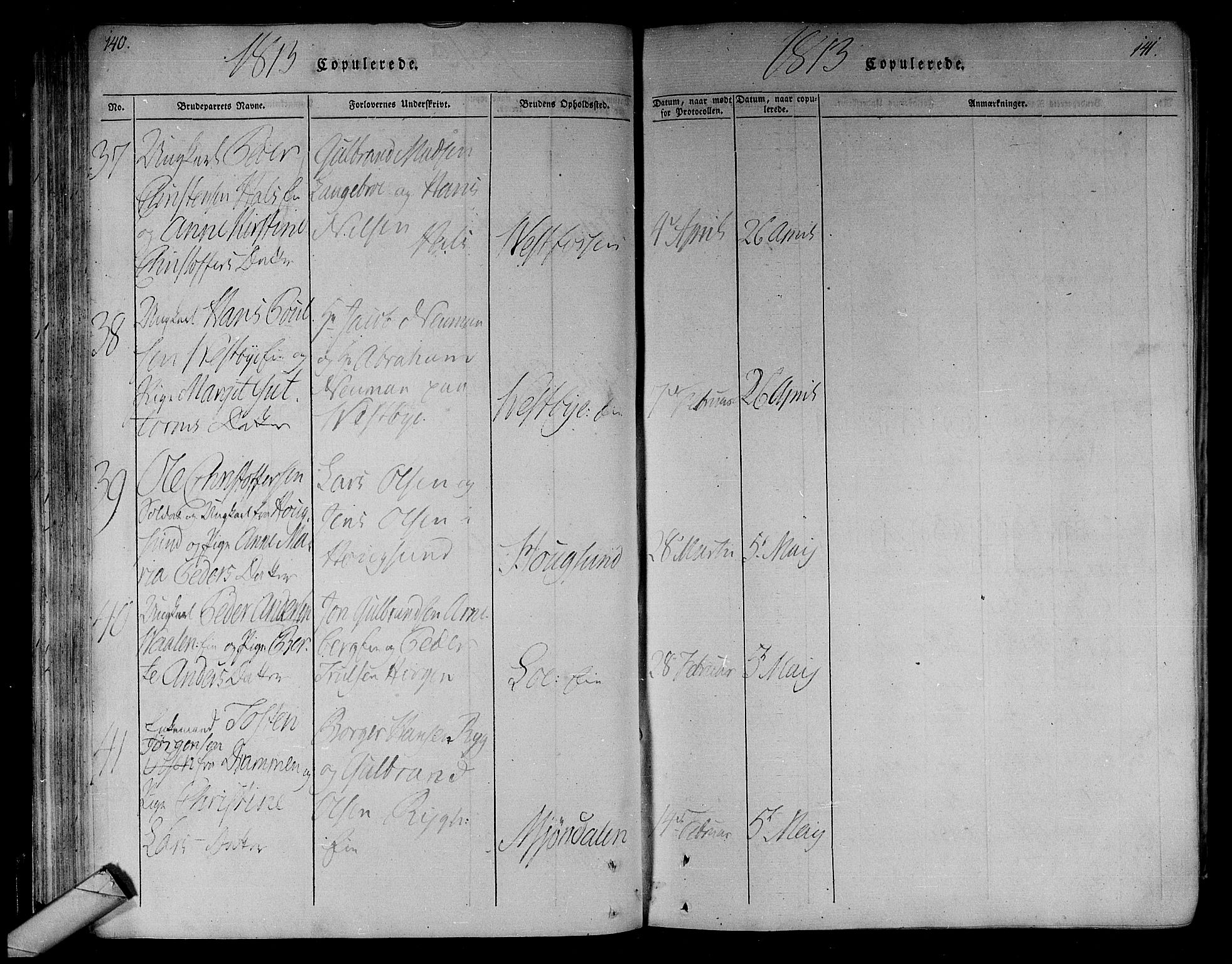 Eiker kirkebøker, AV/SAKO-A-4/F/Fa/L0010: Parish register (official) no. I 10, 1806-1815, p. 140-141