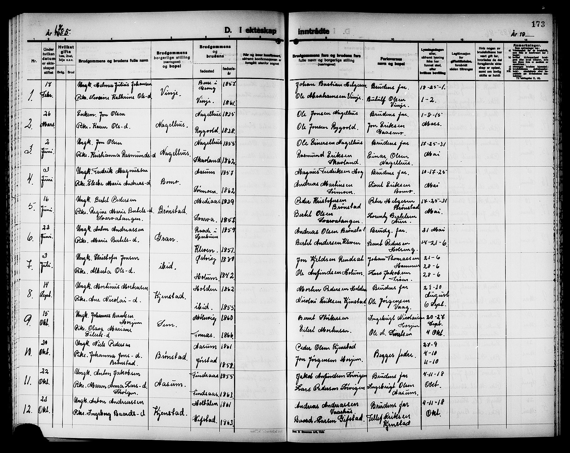 Ministerialprotokoller, klokkerbøker og fødselsregistre - Nord-Trøndelag, SAT/A-1458/749/L0486: Parish register (official) no. 749D02, 1873-1887, p. 173