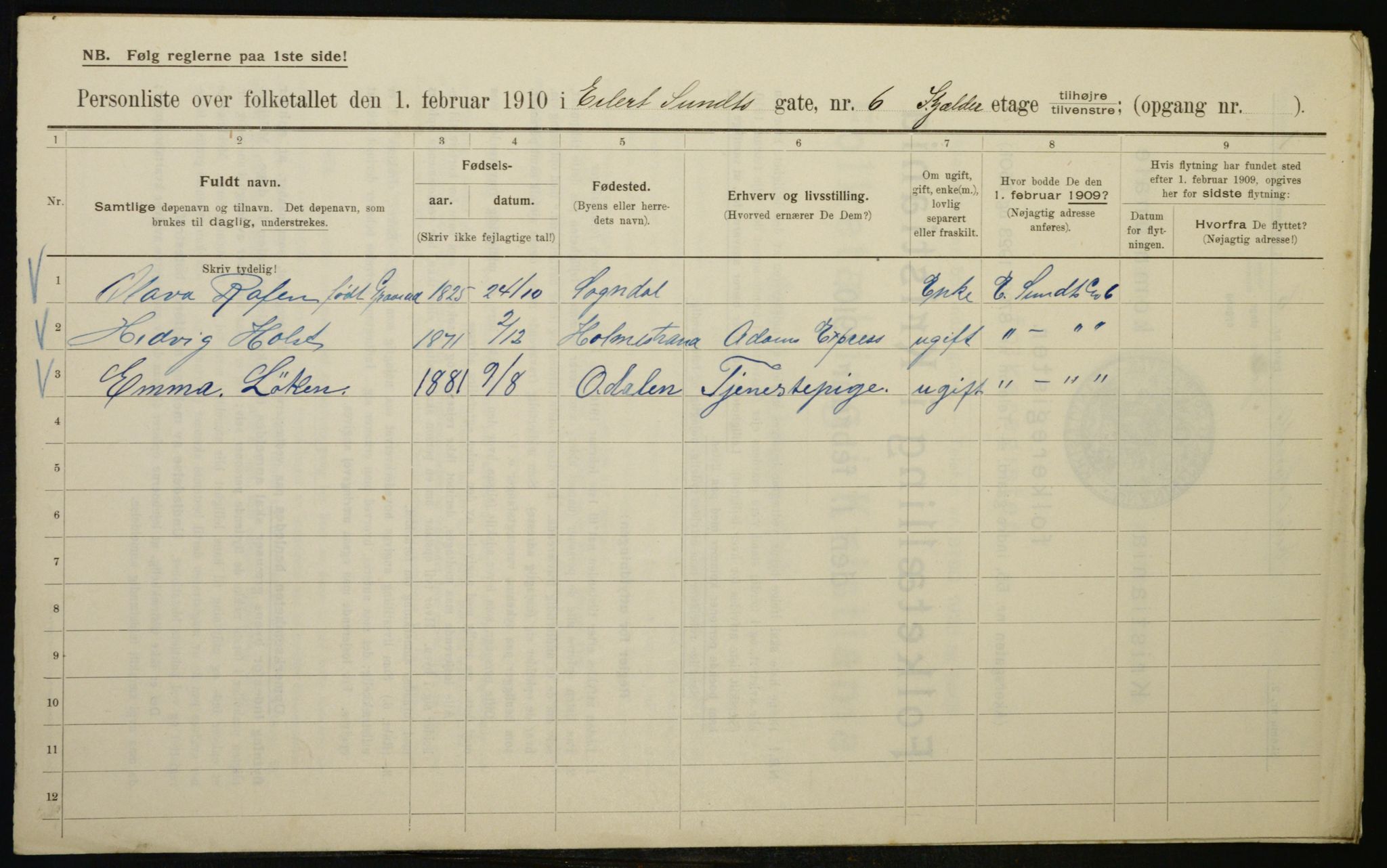 OBA, Municipal Census 1910 for Kristiania, 1910, p. 17830