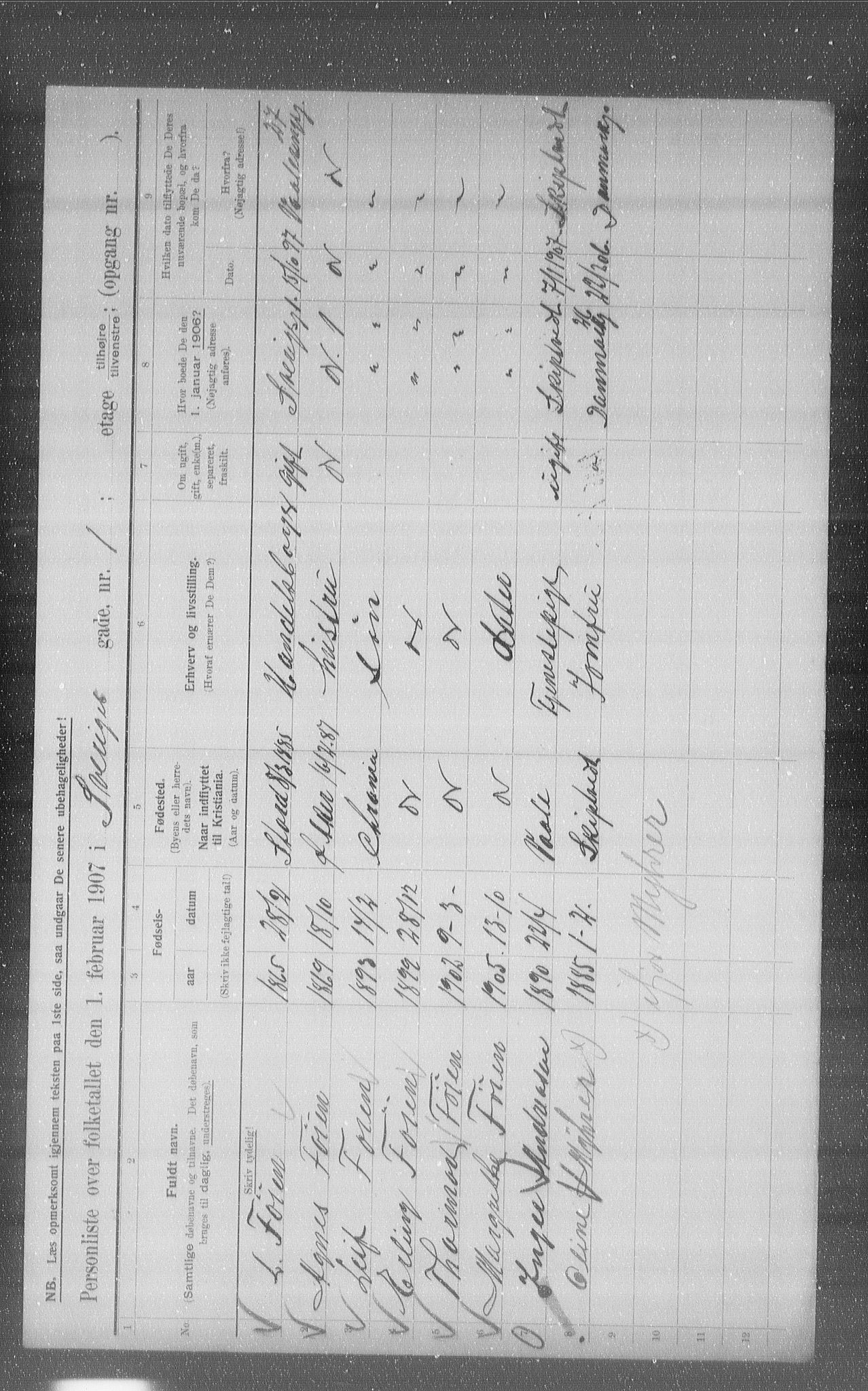 OBA, Municipal Census 1907 for Kristiania, 1907, p. 53813