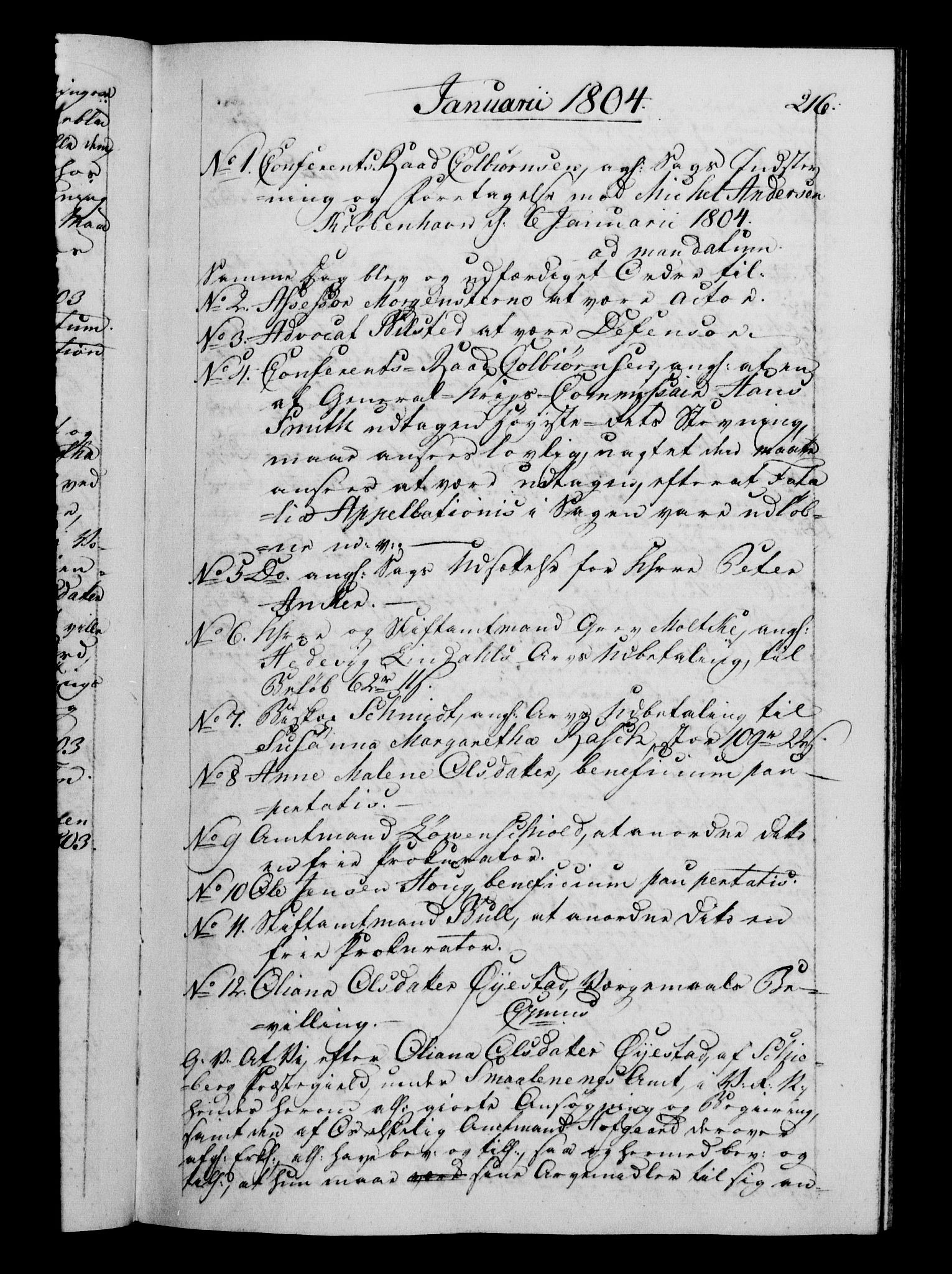 Danske Kanselli 1800-1814, RA/EA-3024/H/Hf/Hfb/Hfba/L0002: Registranter, 1802-1804, p. 216a