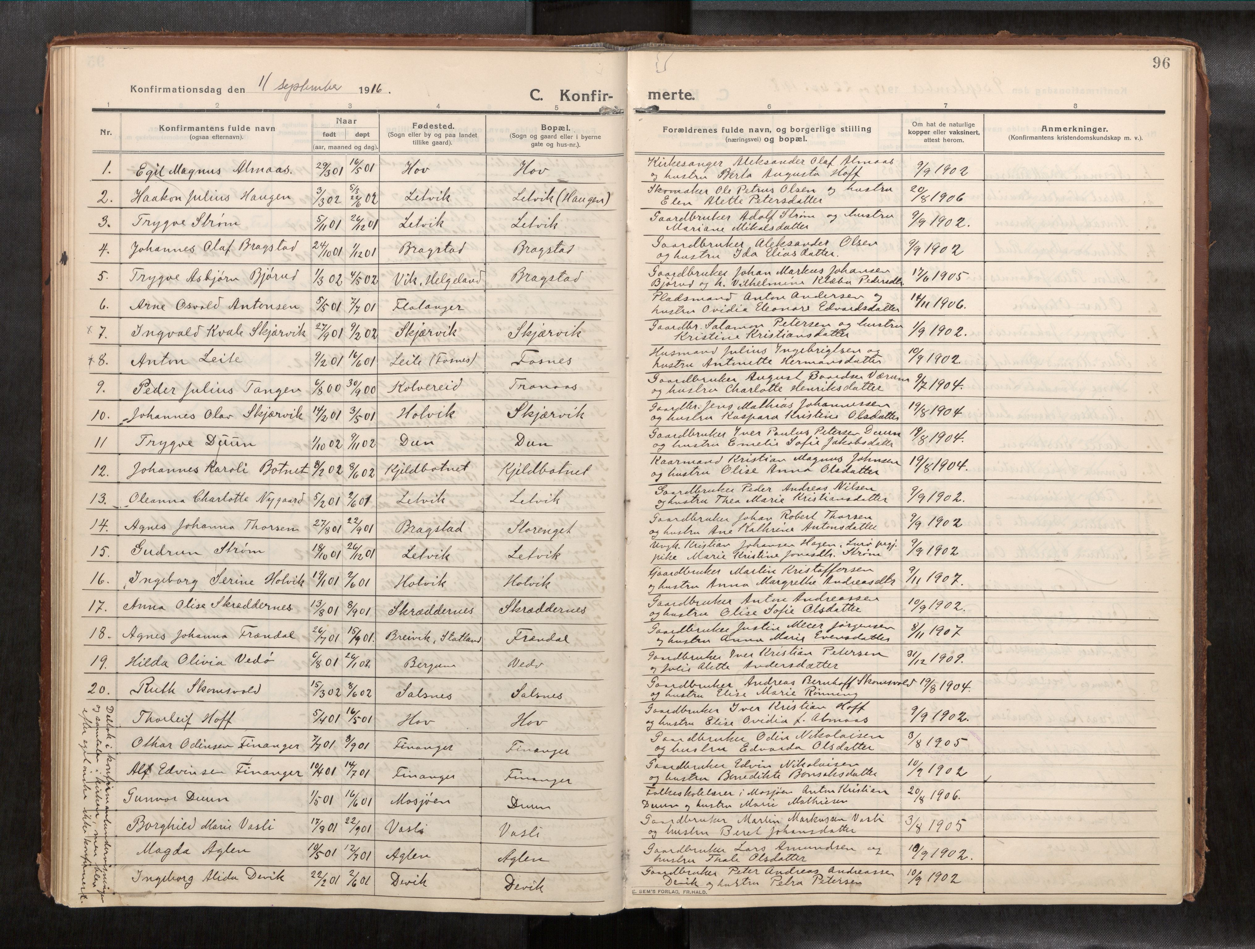 Ministerialprotokoller, klokkerbøker og fødselsregistre - Nord-Trøndelag, SAT/A-1458/773/L0624a: Parish register (official) no. 773A16, 1910-1936, p. 96