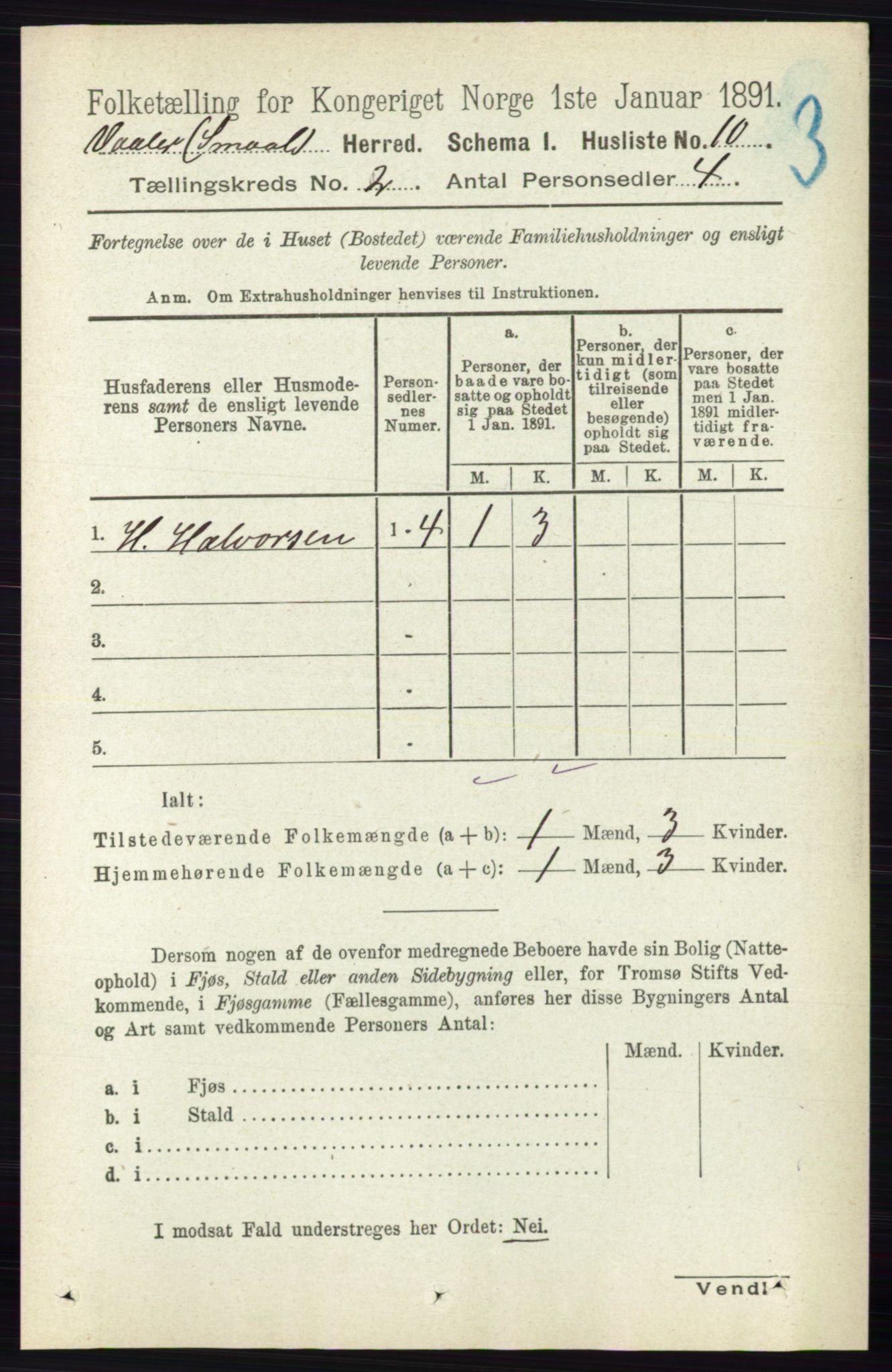 RA, 1891 census for 0137 Våler, 1891, p. 625