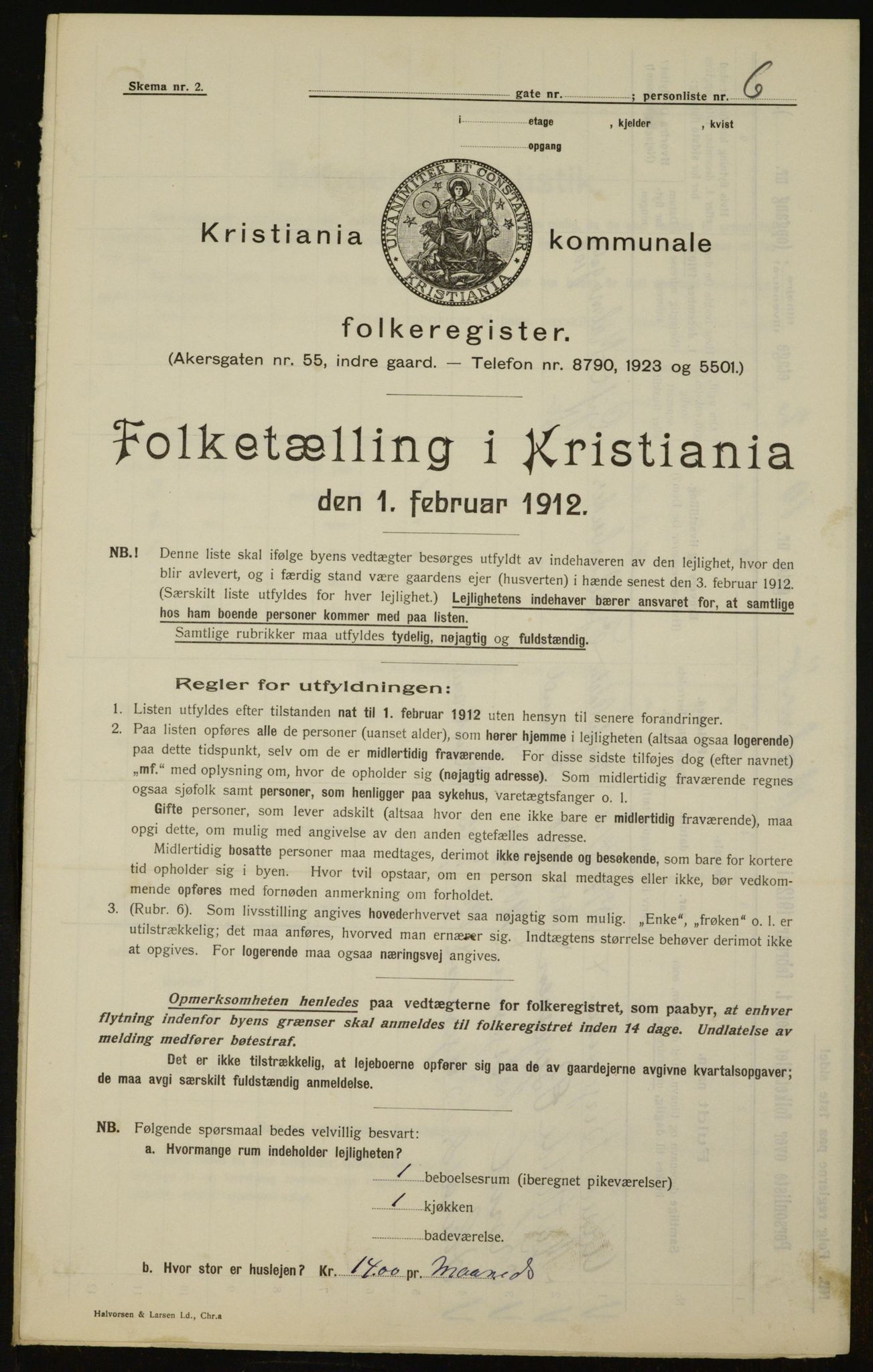 OBA, Municipal Census 1912 for Kristiania, 1912, p. 60484