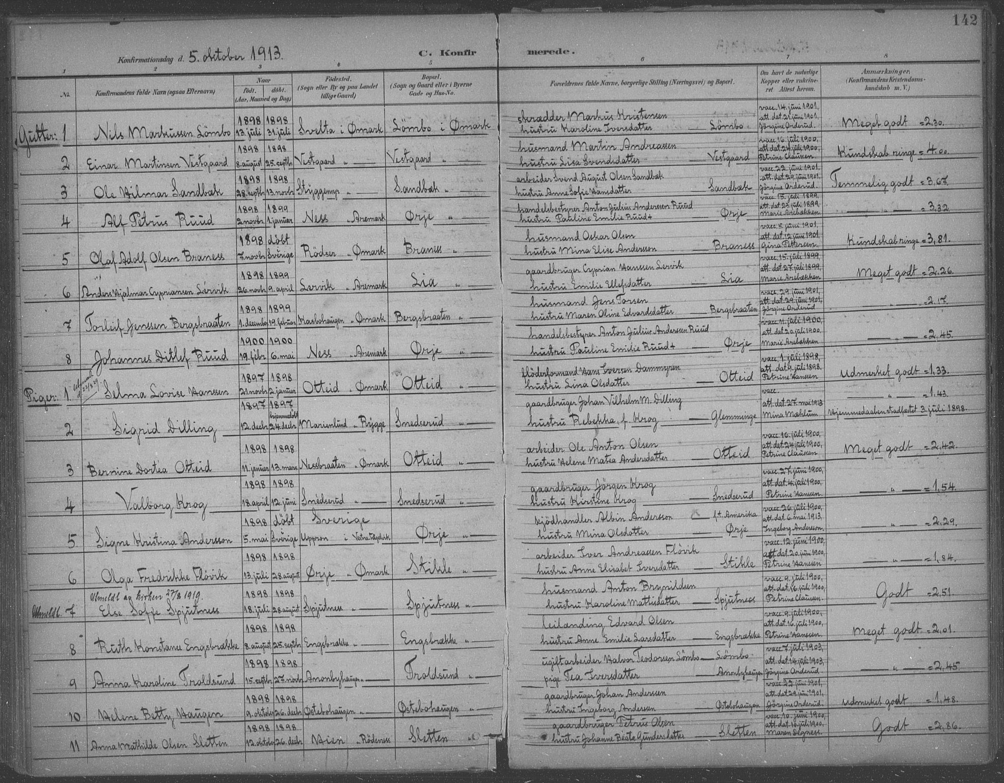 Aremark prestekontor Kirkebøker, SAO/A-10899/F/Fb/L0005: Parish register (official) no. II 5, 1895-1919, p. 142