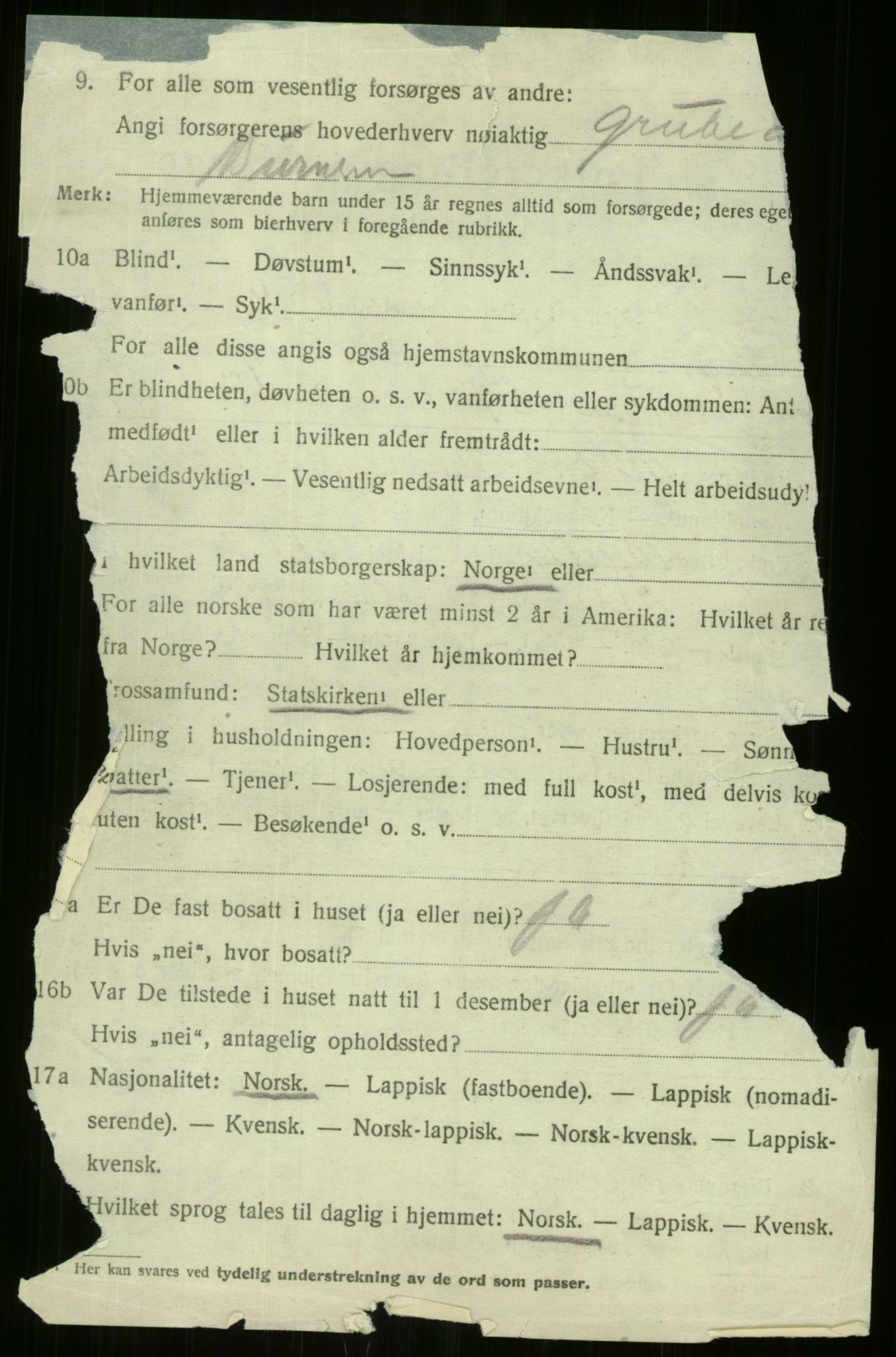 SATØ, 1920 census for Lyngen, 1920, p. 5332