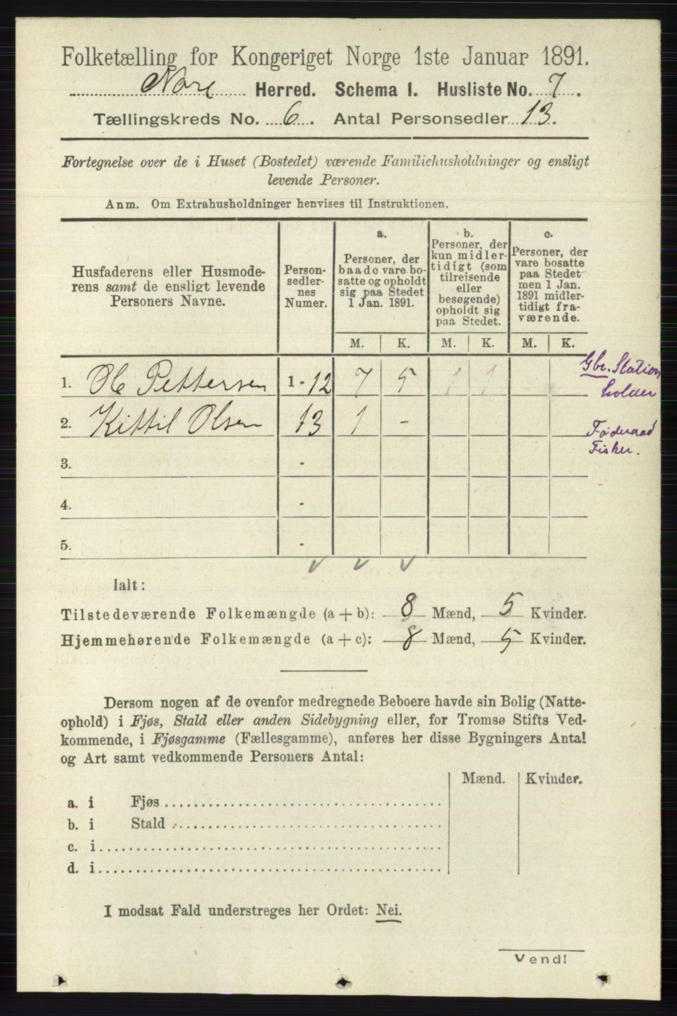 RA, 1891 census for 0633 Nore, 1891, p. 1867