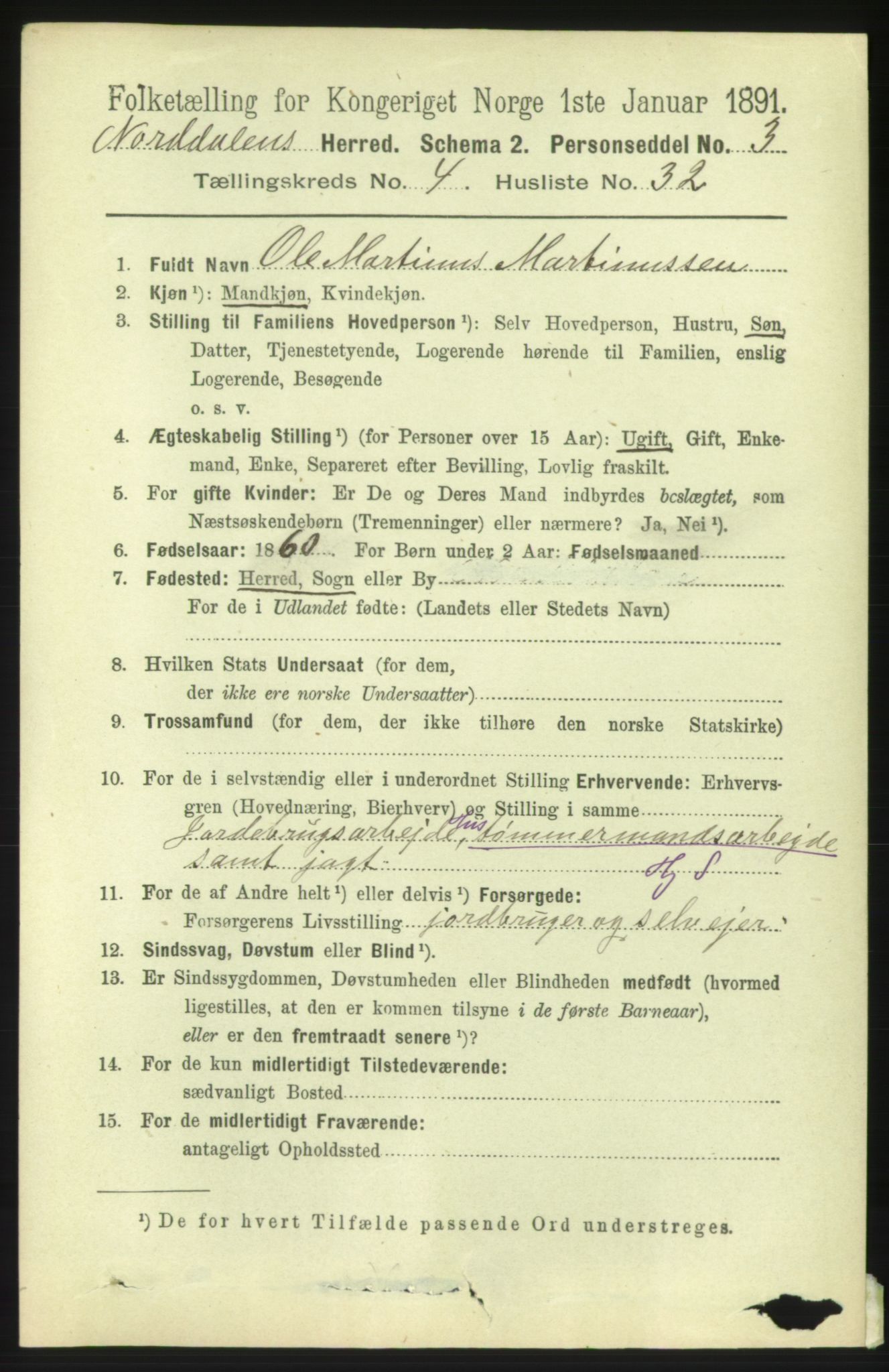 RA, 1891 census for 1524 Norddal, 1891, p. 963