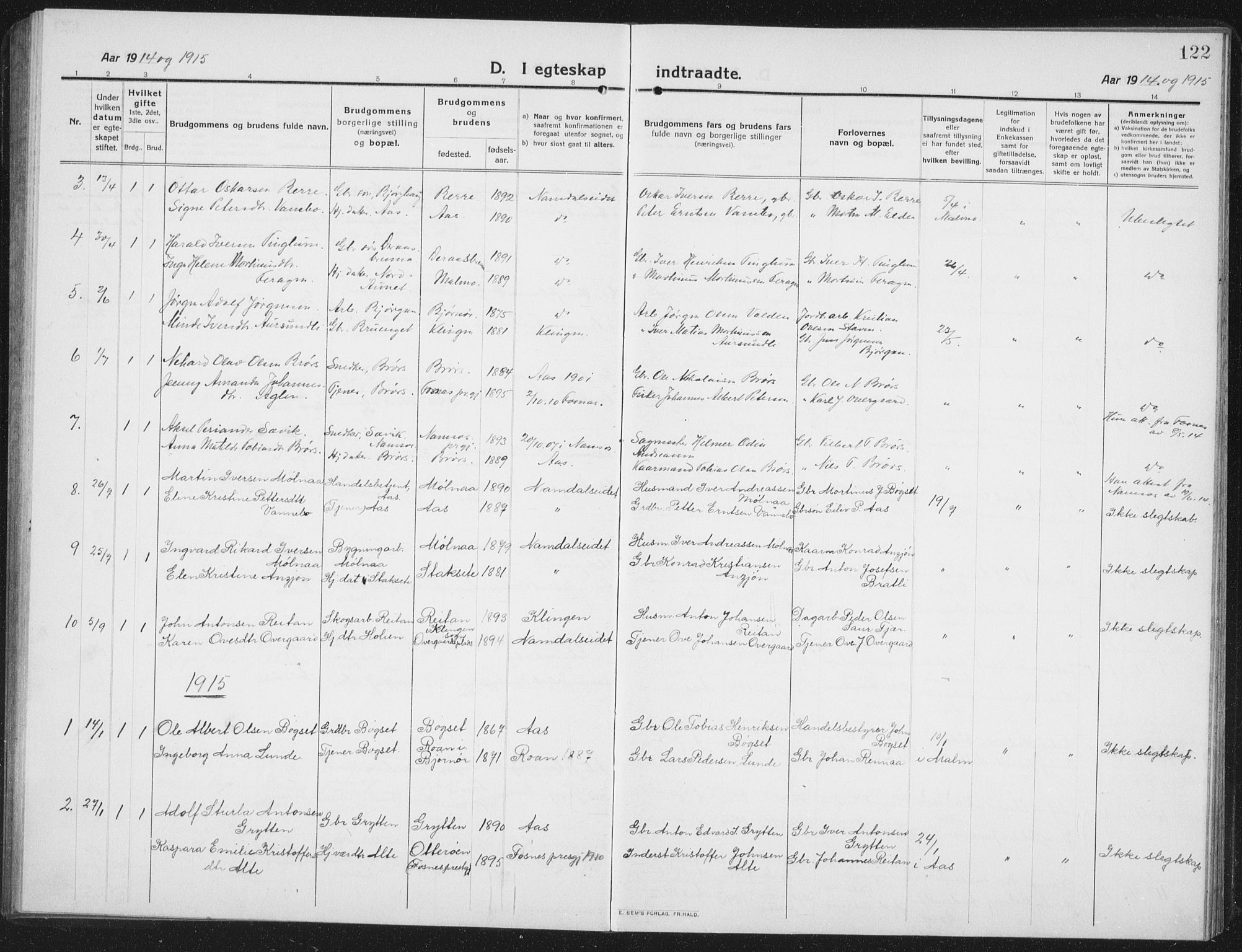 Ministerialprotokoller, klokkerbøker og fødselsregistre - Nord-Trøndelag, SAT/A-1458/742/L0413: Parish register (copy) no. 742C04, 1911-1938, p. 122