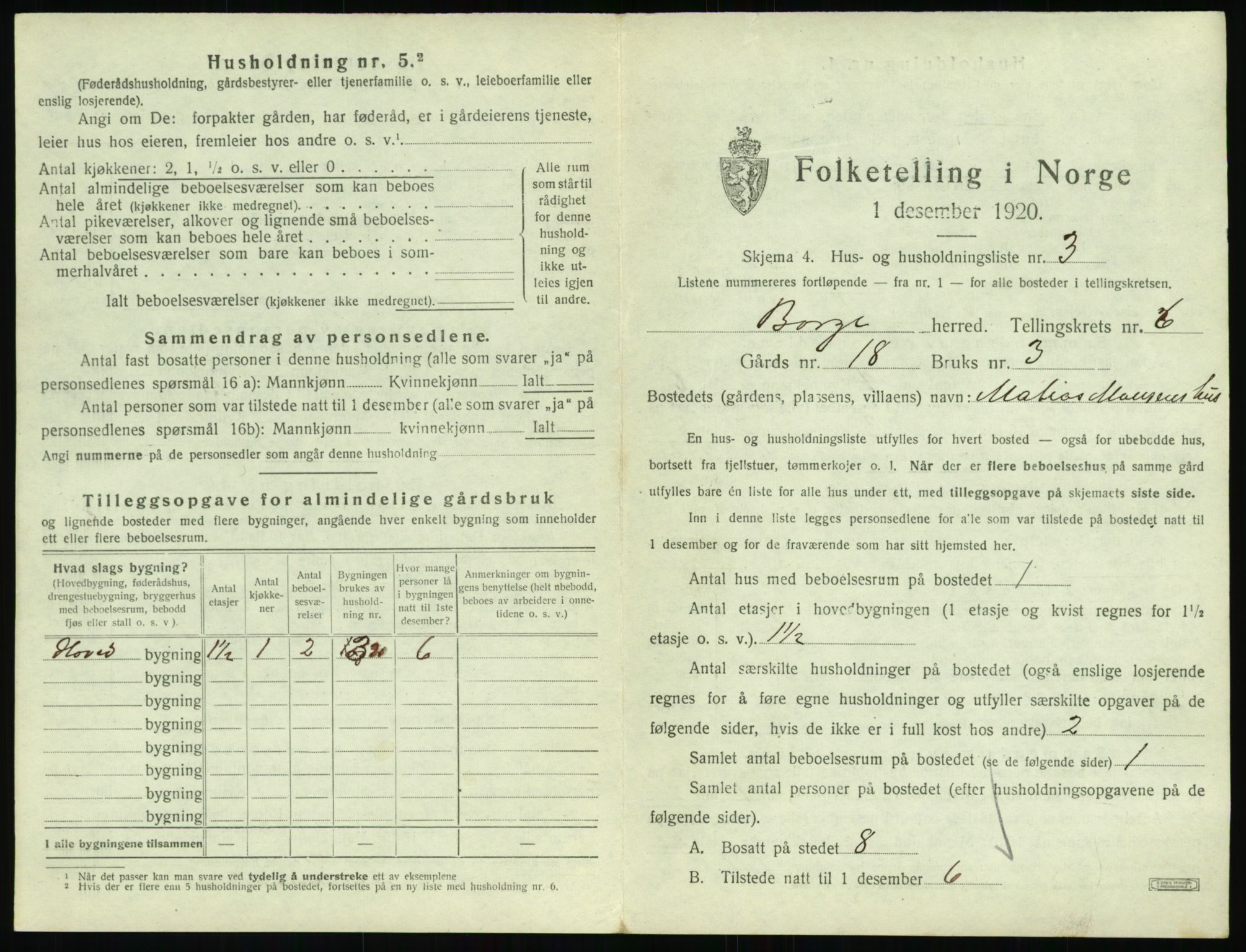 SAT, 1920 census for Borge, 1920, p. 675