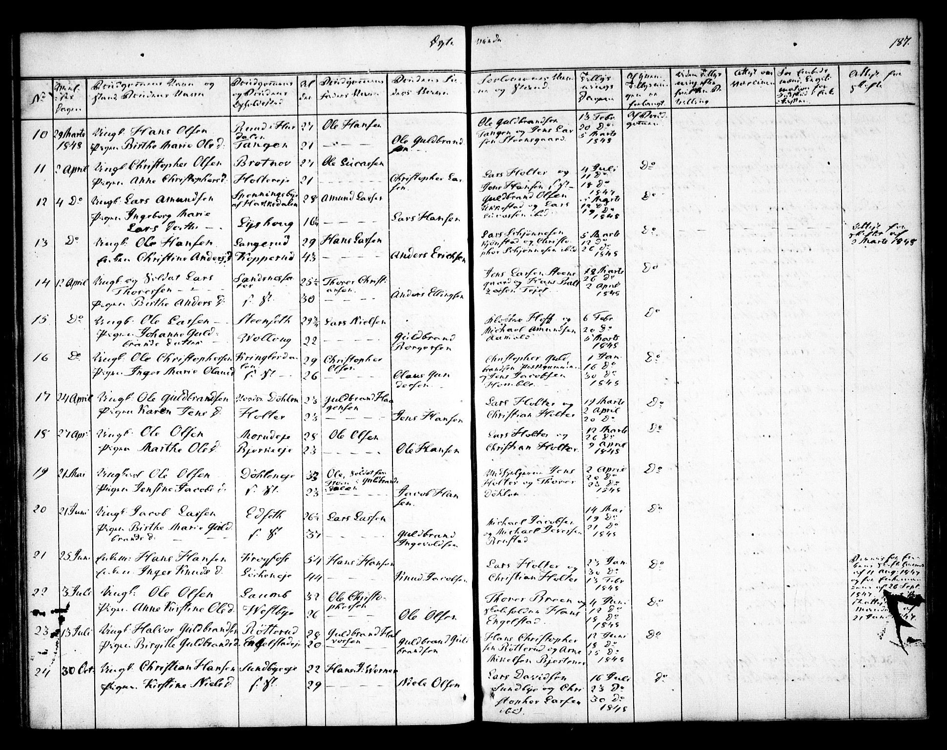 Nannestad prestekontor Kirkebøker, SAO/A-10414a/F/Fa/L0010: Parish register (official) no. I 10, 1840-1850, p. 187