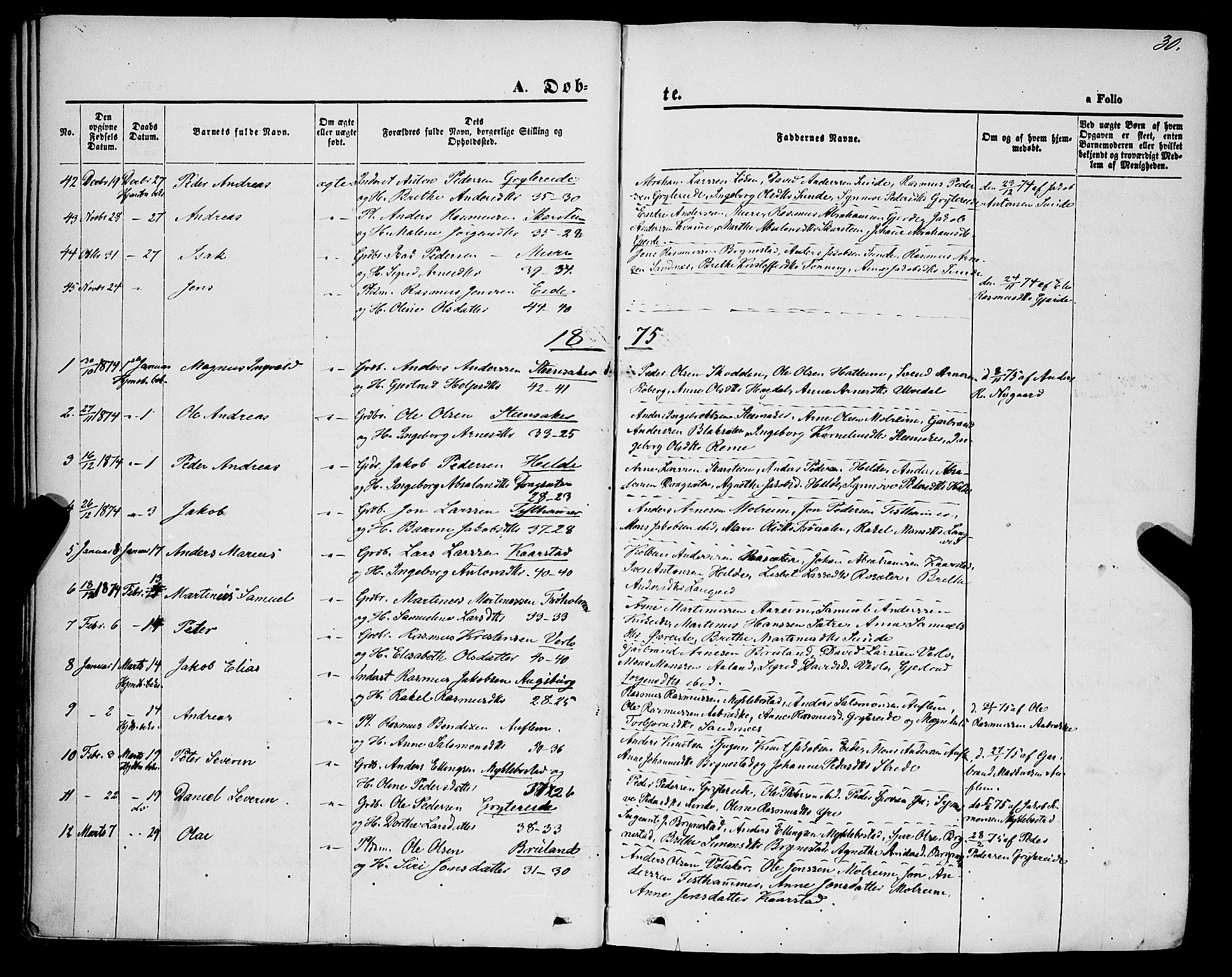 Innvik sokneprestembete, AV/SAB-A-80501: Parish register (official) no. A 6, 1865-1878, p. 30