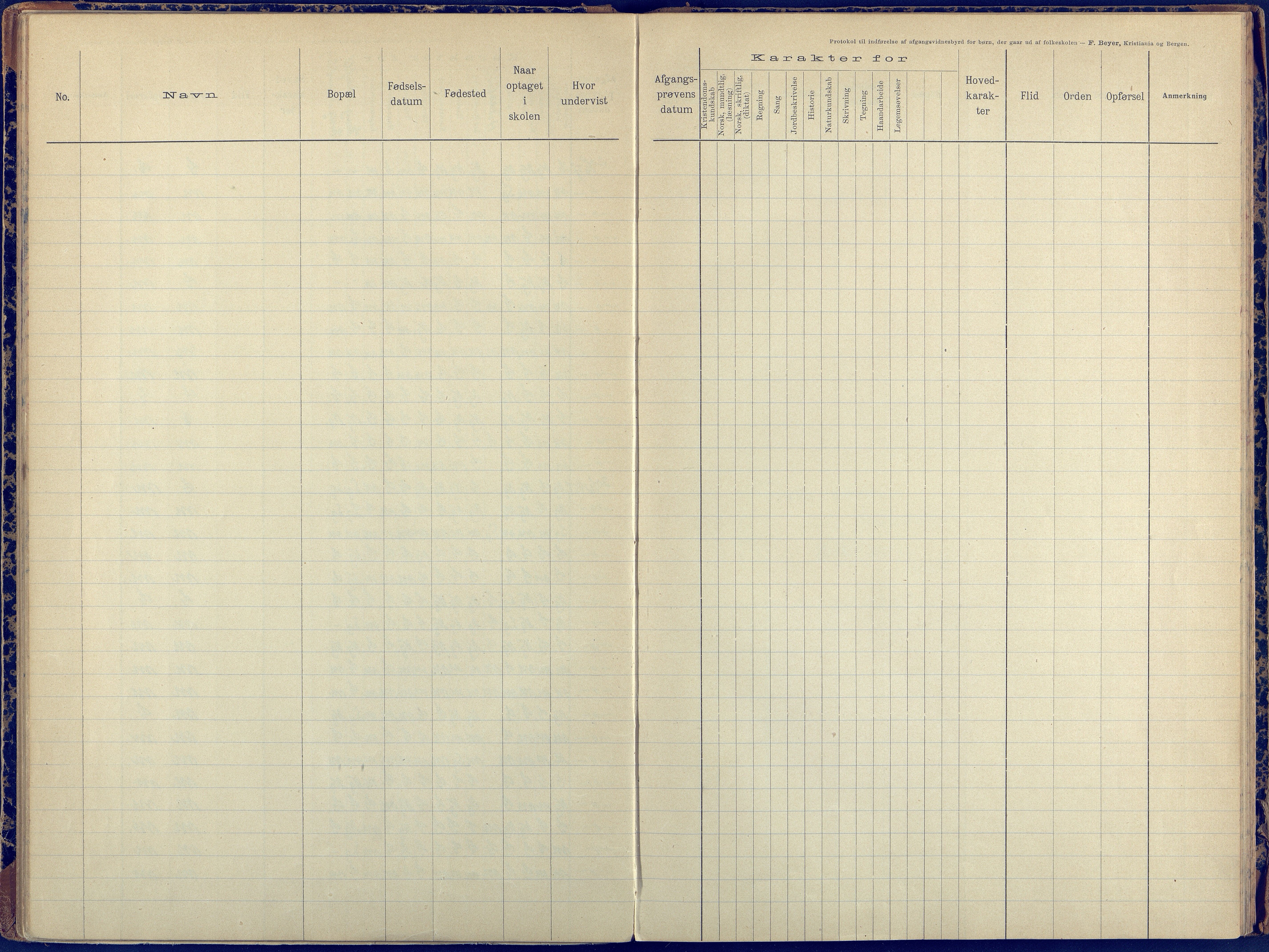 Stokken kommune, Stokken skole, AAKS/KA0917-550/F07/L0001: Protokoll til indførelse av avgangsvidnesbyrd for børn der går ud af folkeskolen, 1892-1959