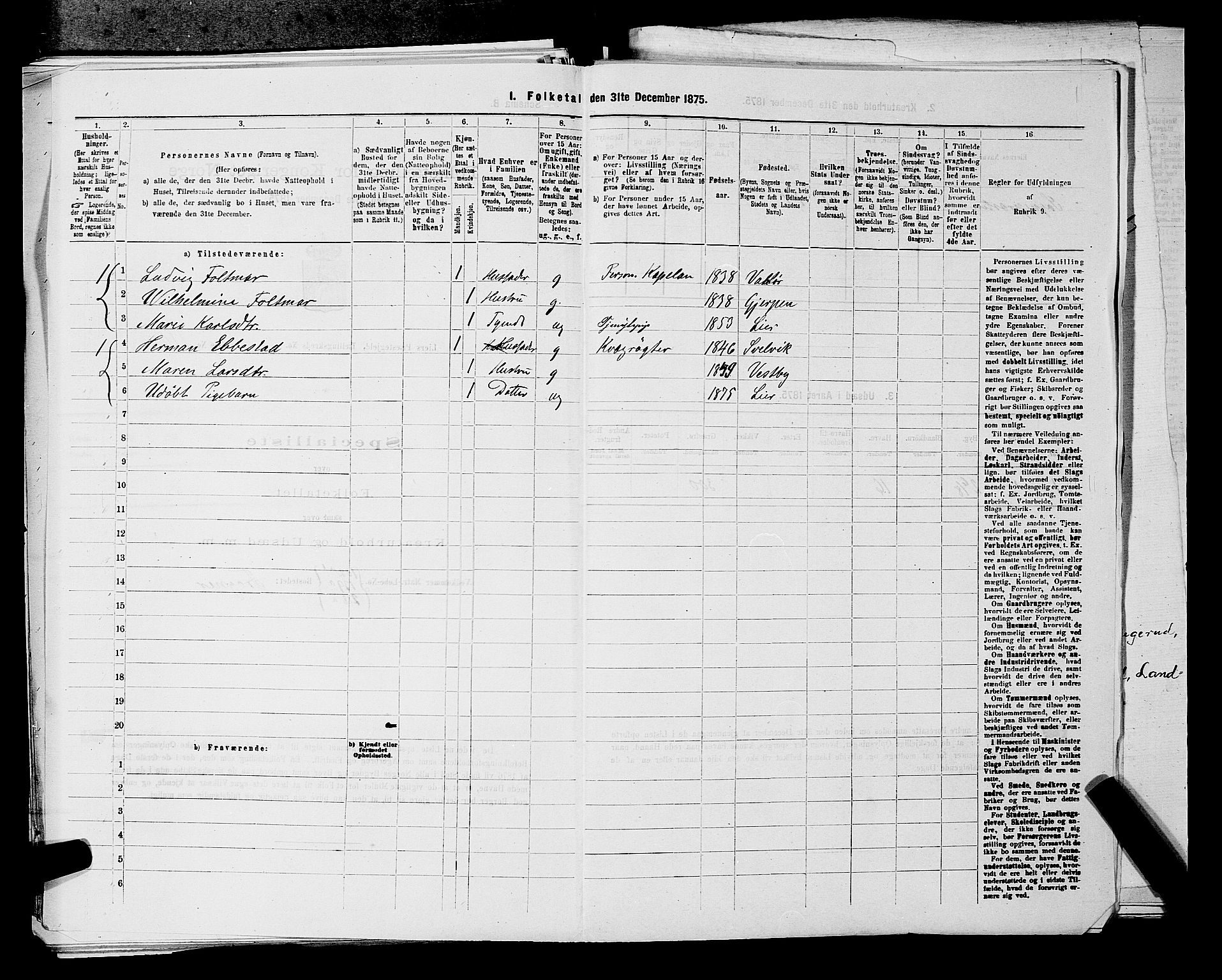 SAKO, 1875 census for 0626P Lier, 1875, p. 689